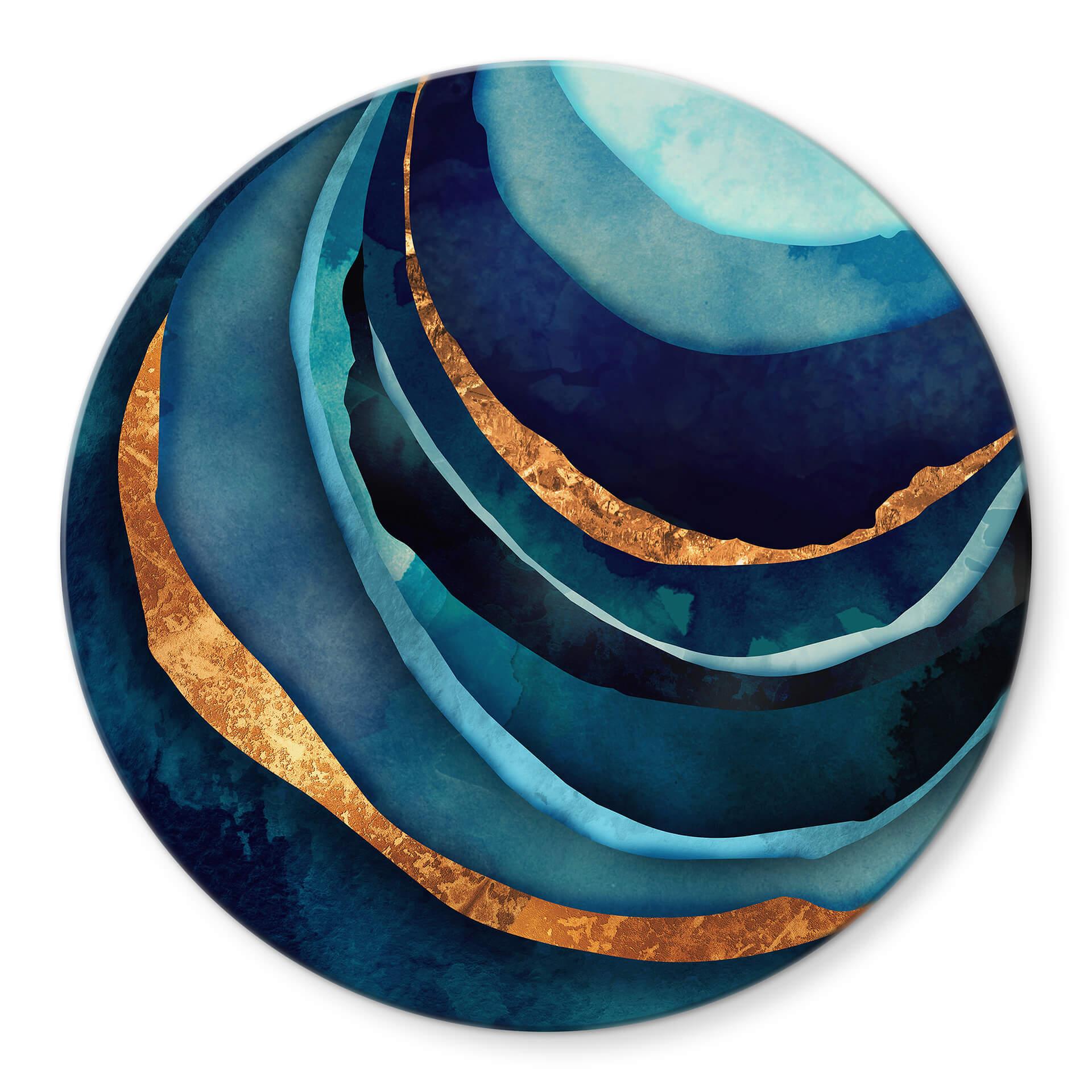 Tableau sur verre SpaceFrog Designs - bleu et or