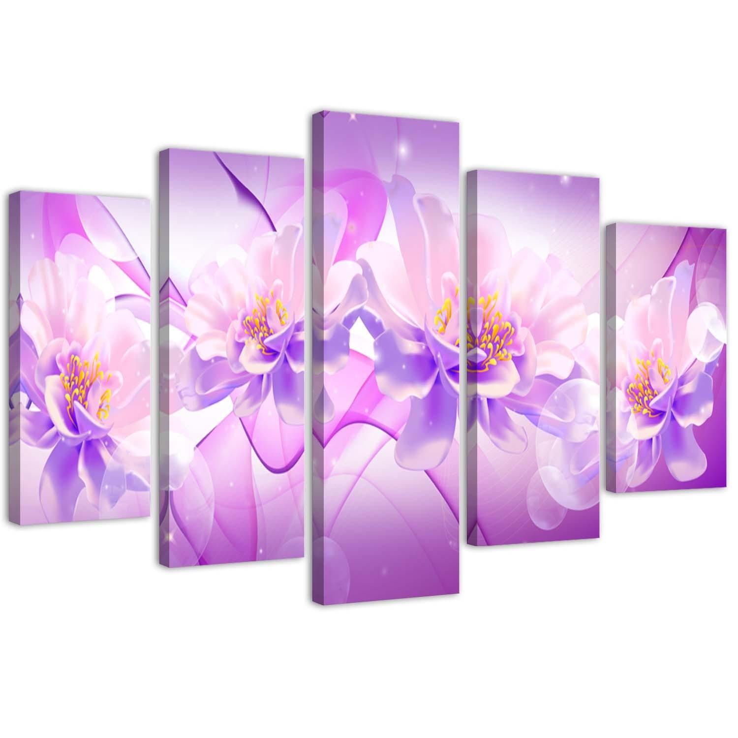 5 stykke lærred print Violet blomster natur