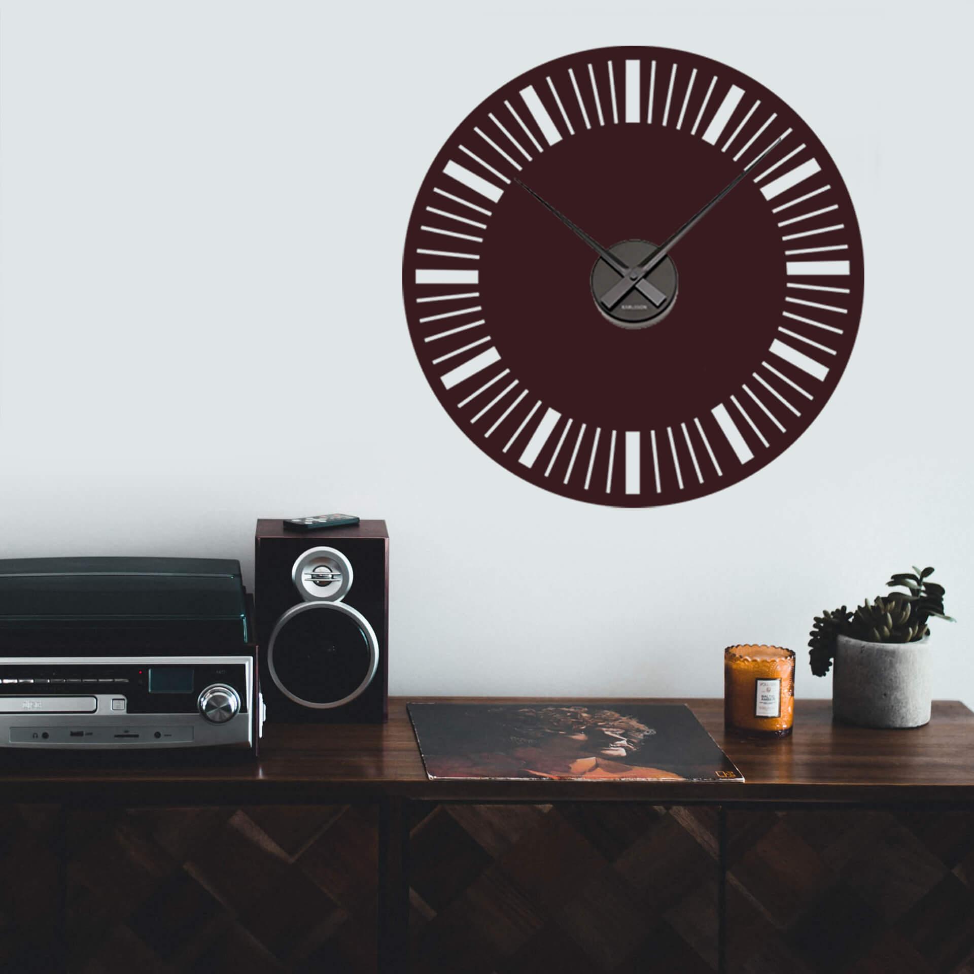 Wandtattoo Retro Striche 2 Wanduhr - 55x55 cm