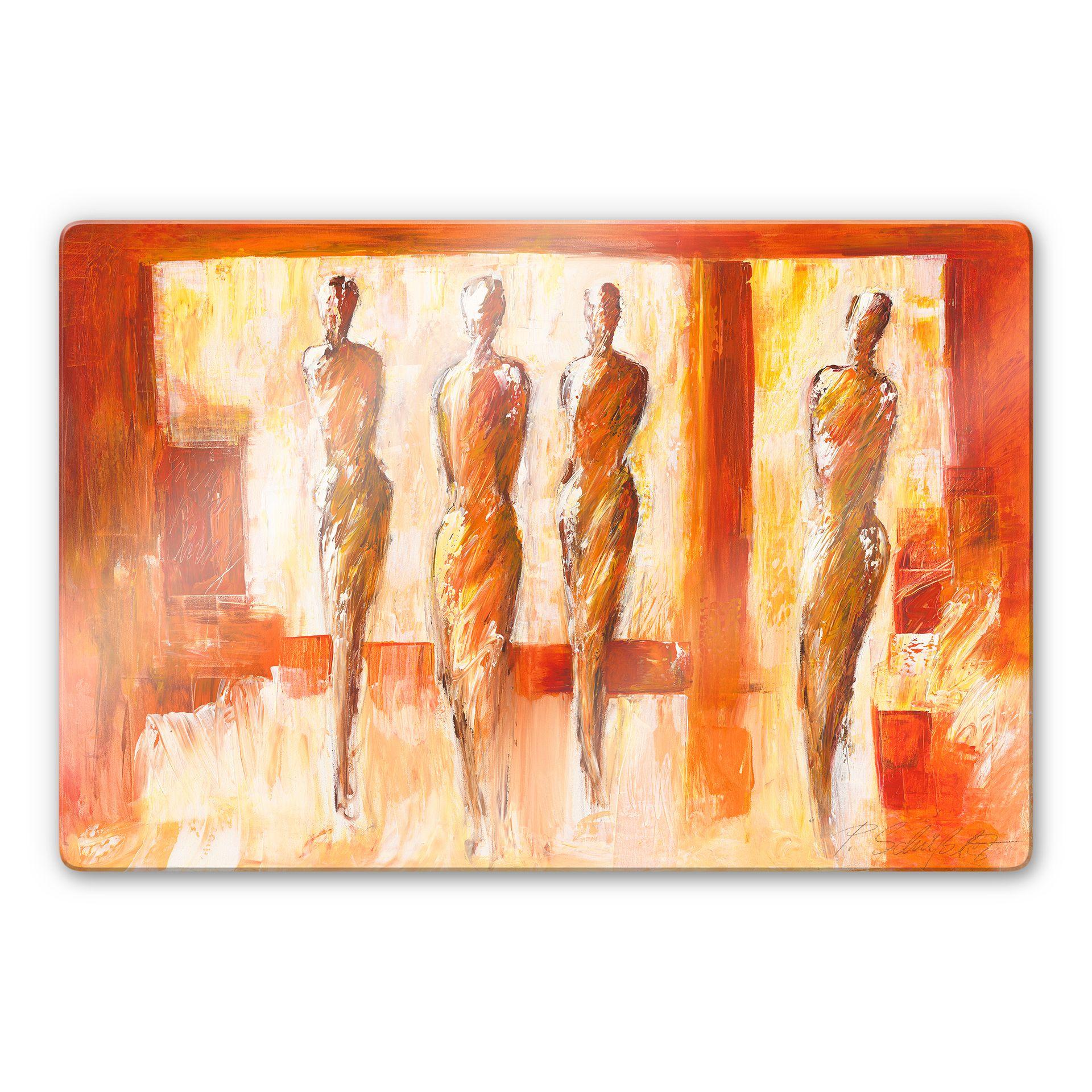 Glasbillede - Schüßler - Fire figurer i orange