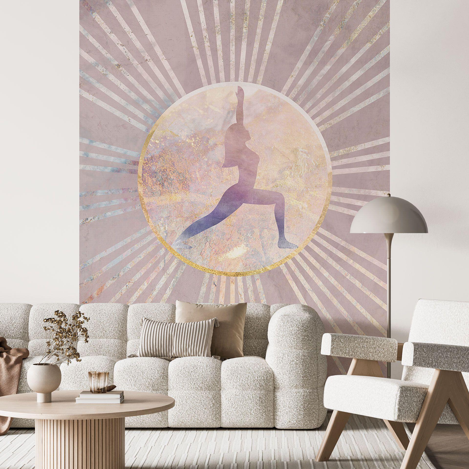 Yoga solhilsen pink | rosa guld fototapet - Manovski