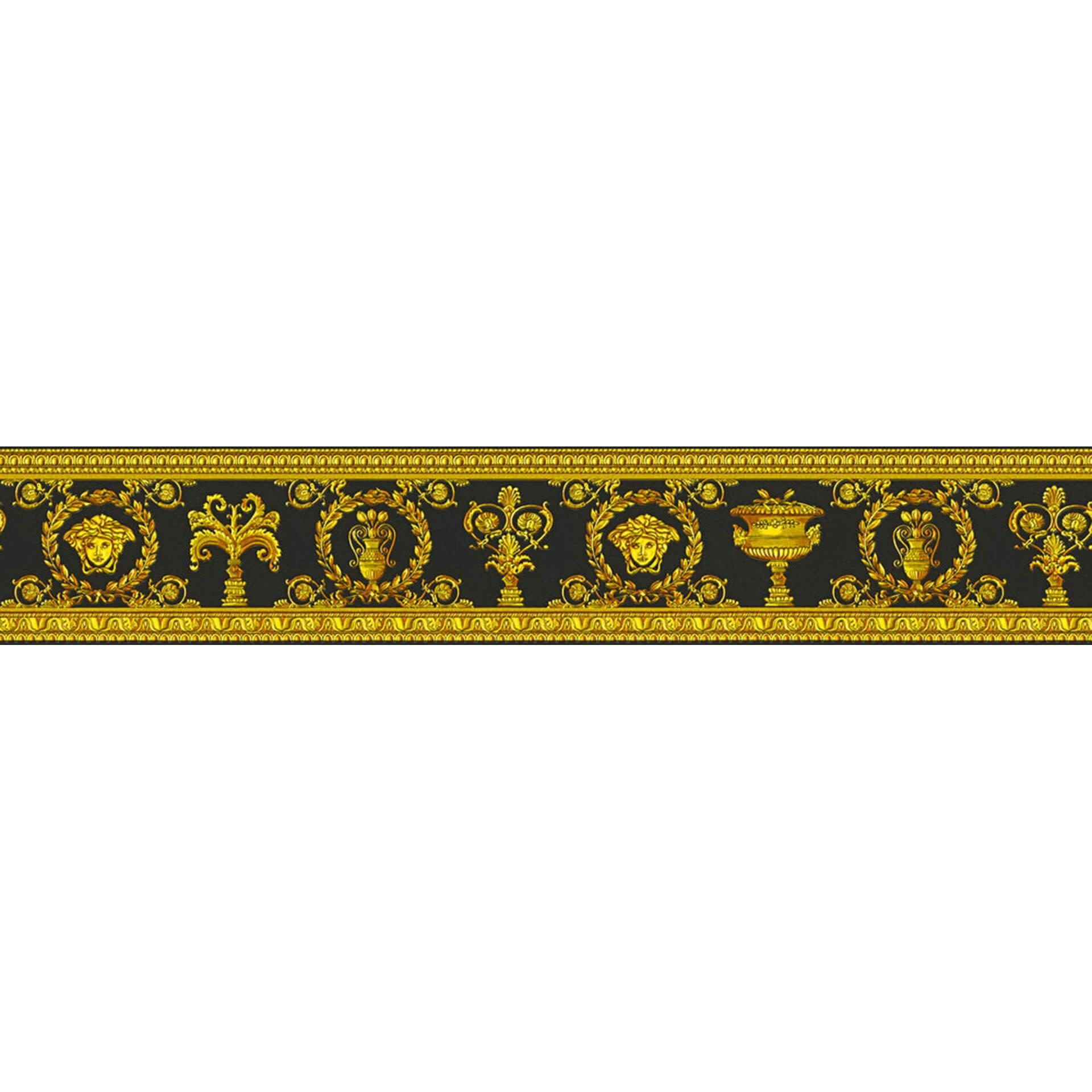 Versace tapet, Bort med Vanitas ornamenter, barok guld, gul, sort
