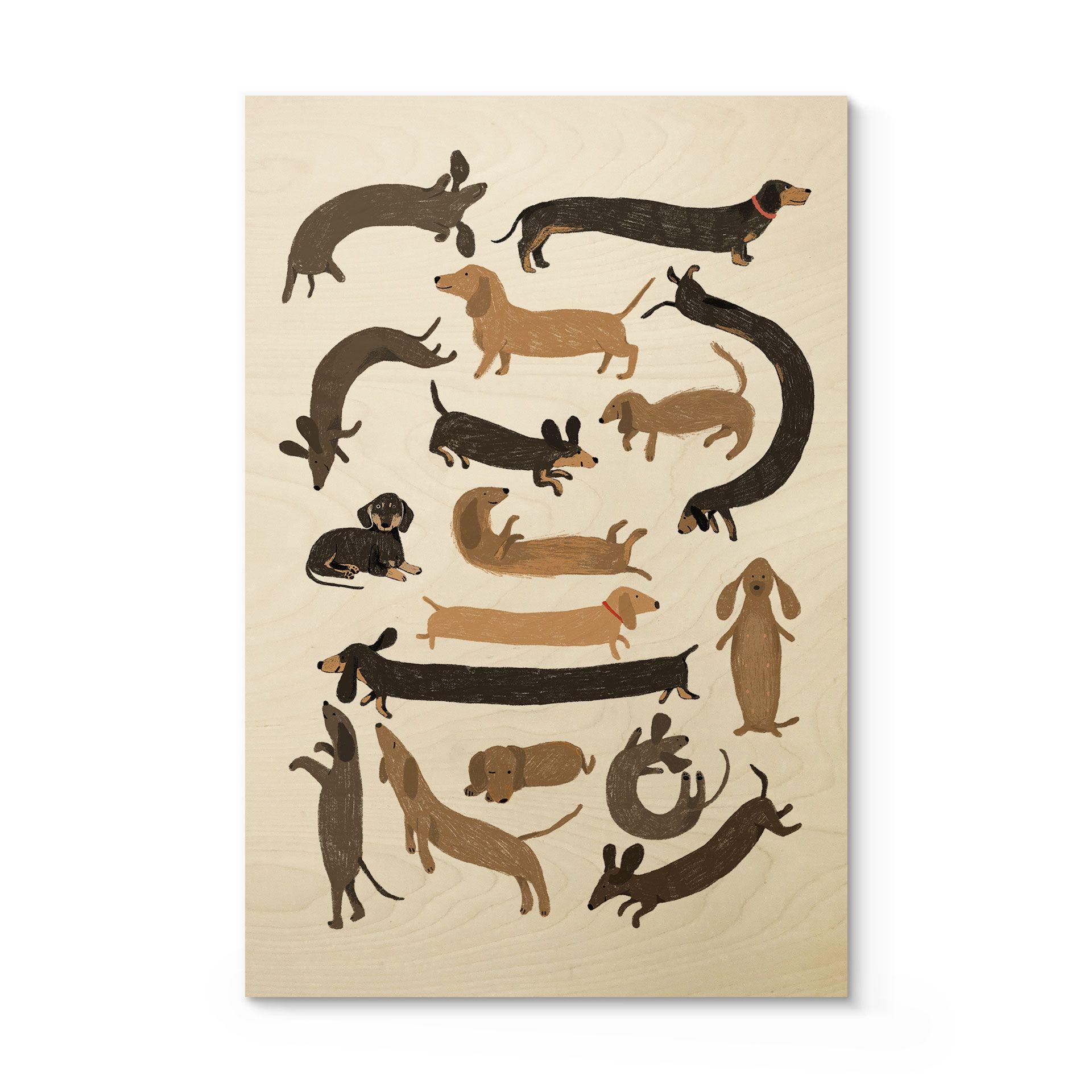 Træplakat Legende gravhunde - Illustration af hund - Melin