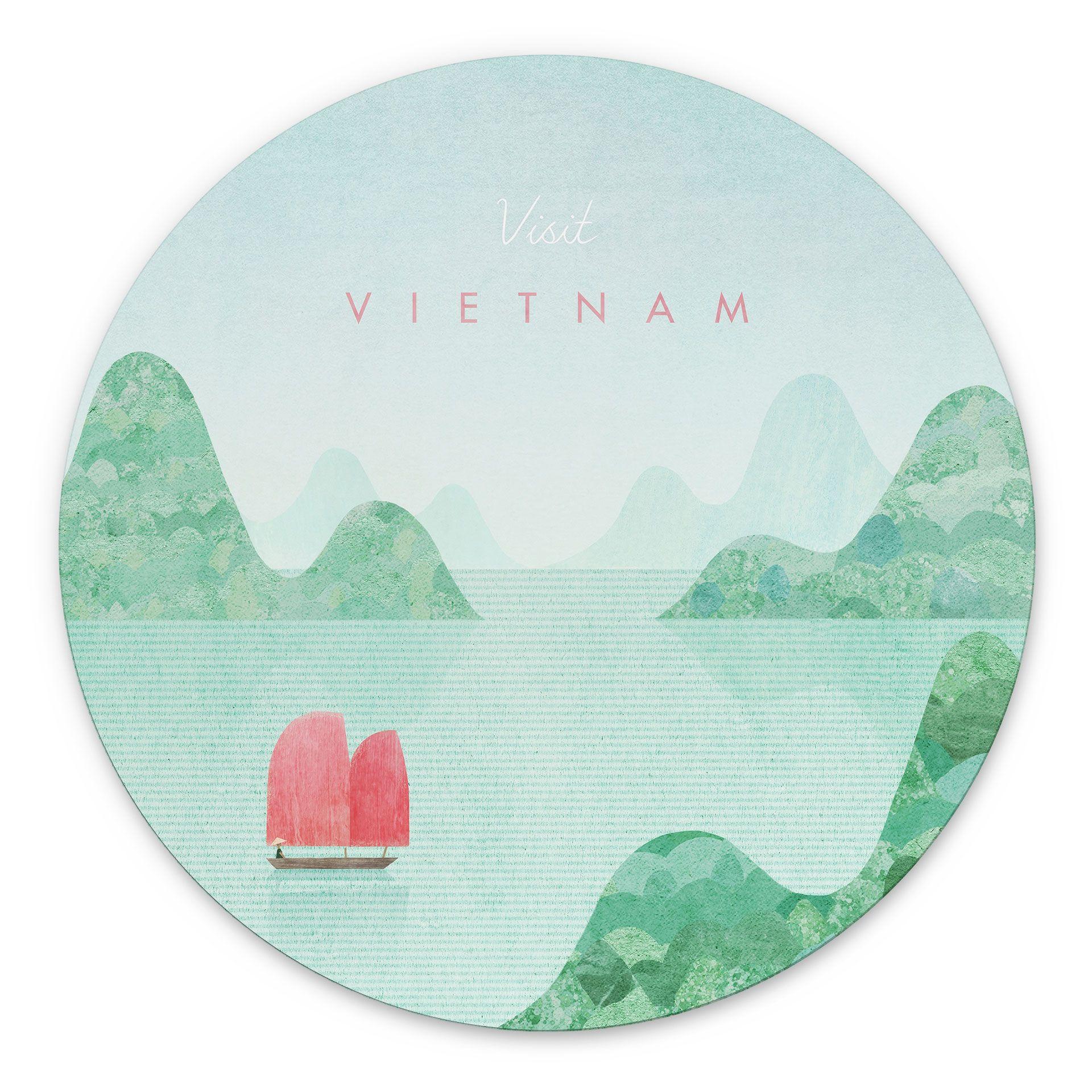 Billede Halong Bay på Vietnam-rejser - Rivers - rund – print på aluminium (Alu-Dibond)