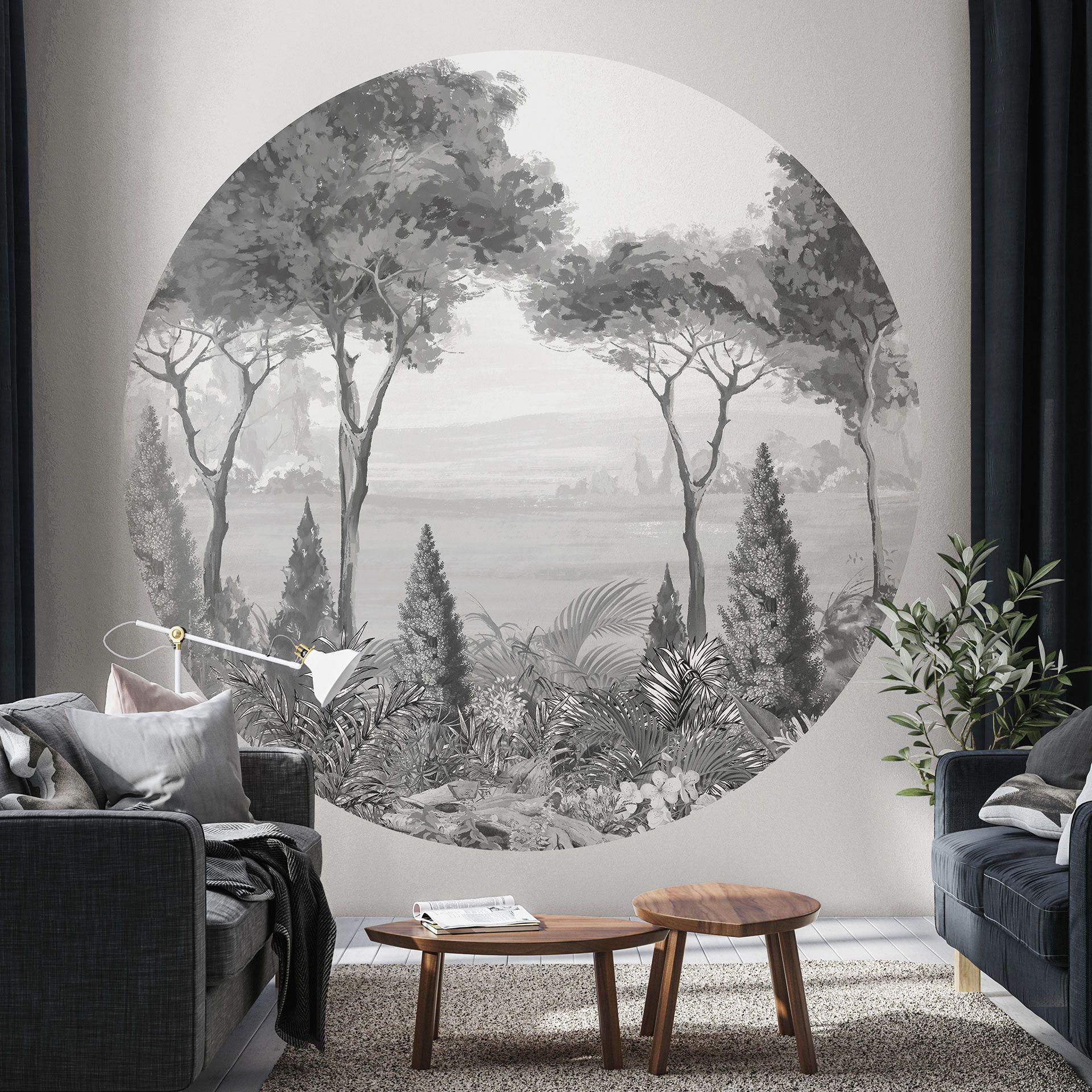 Fotobehang Idyllisch plantenlandschap - Ms Tiff - Rond - Zelfklevend/niet-geweven