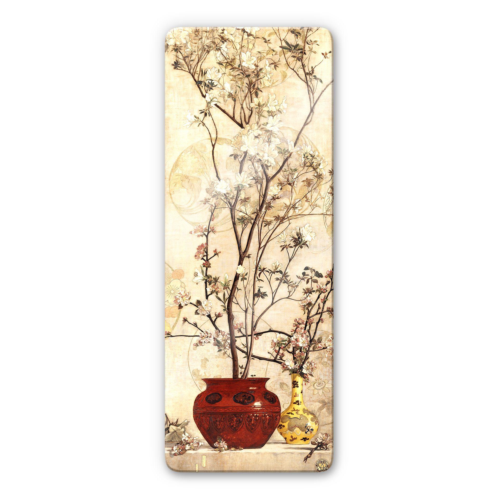 Tableau en verre - Coleman - Nature morte et azalée avec une casserole chinoise -Panorama