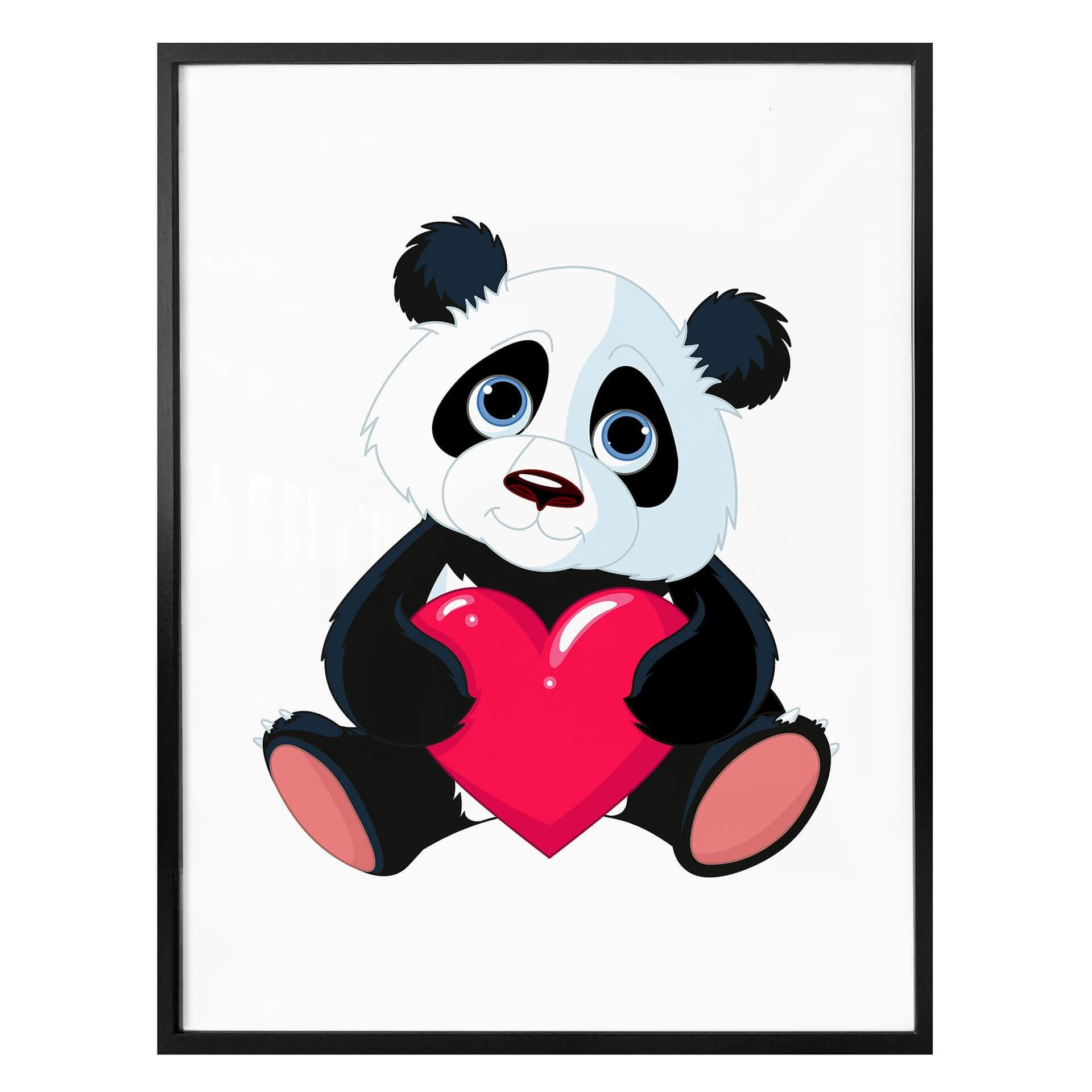 Plakat - Panda med hjerte