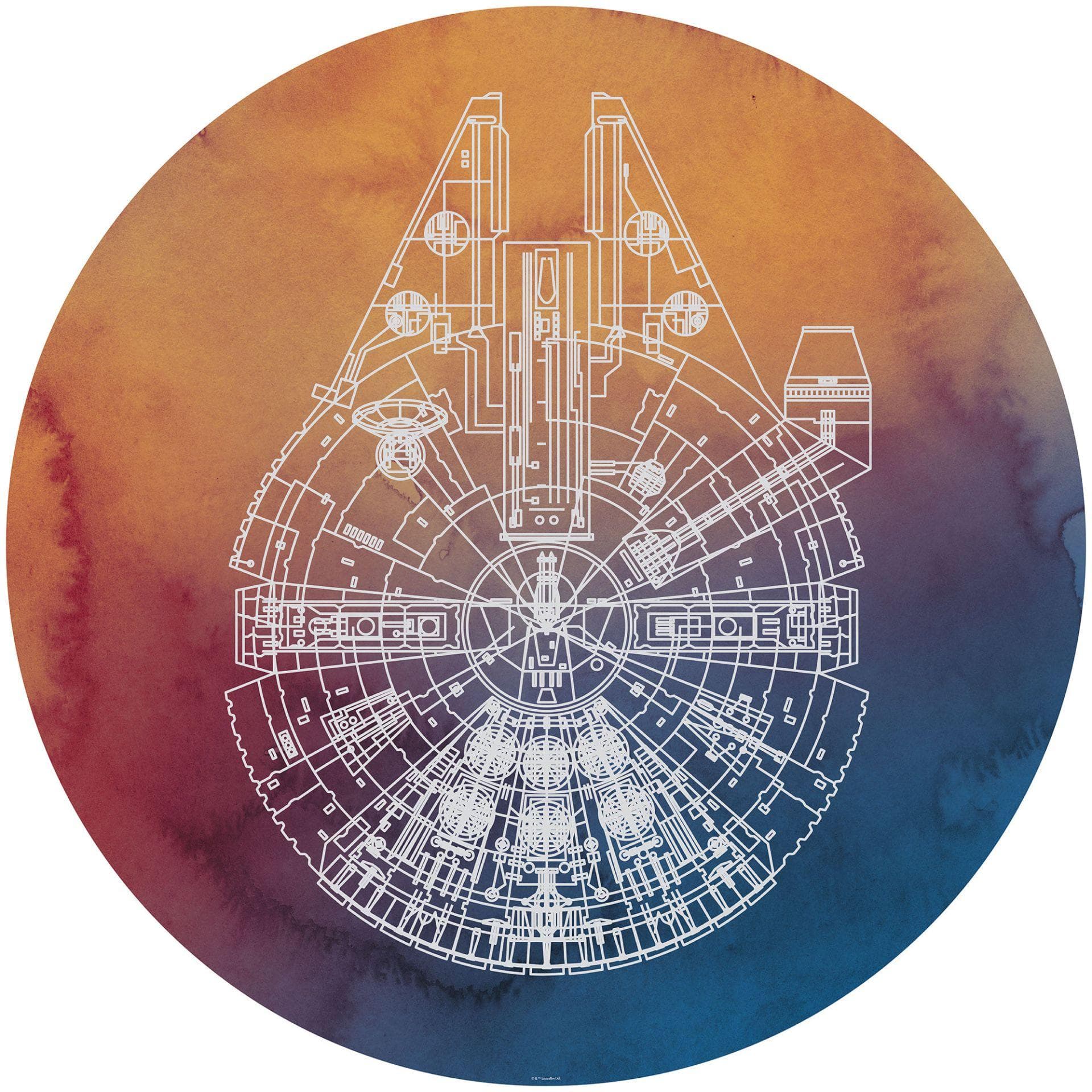 Selbstklebende Vlies Fototapete - Star Wars Millennium Falcon - 125 x 125 cm