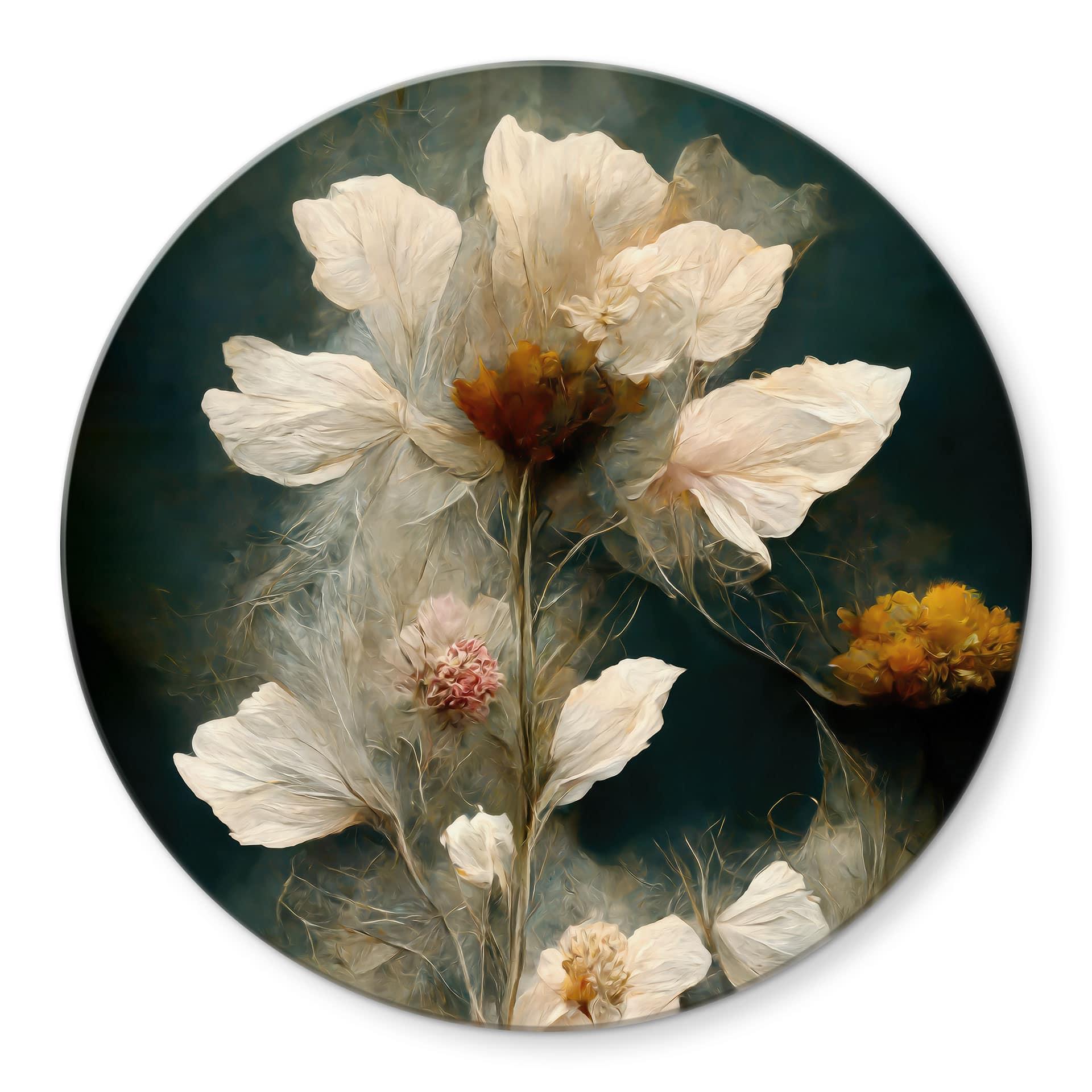 Glasbillede - Forbigående blomsterpragt - Treechild - Rund