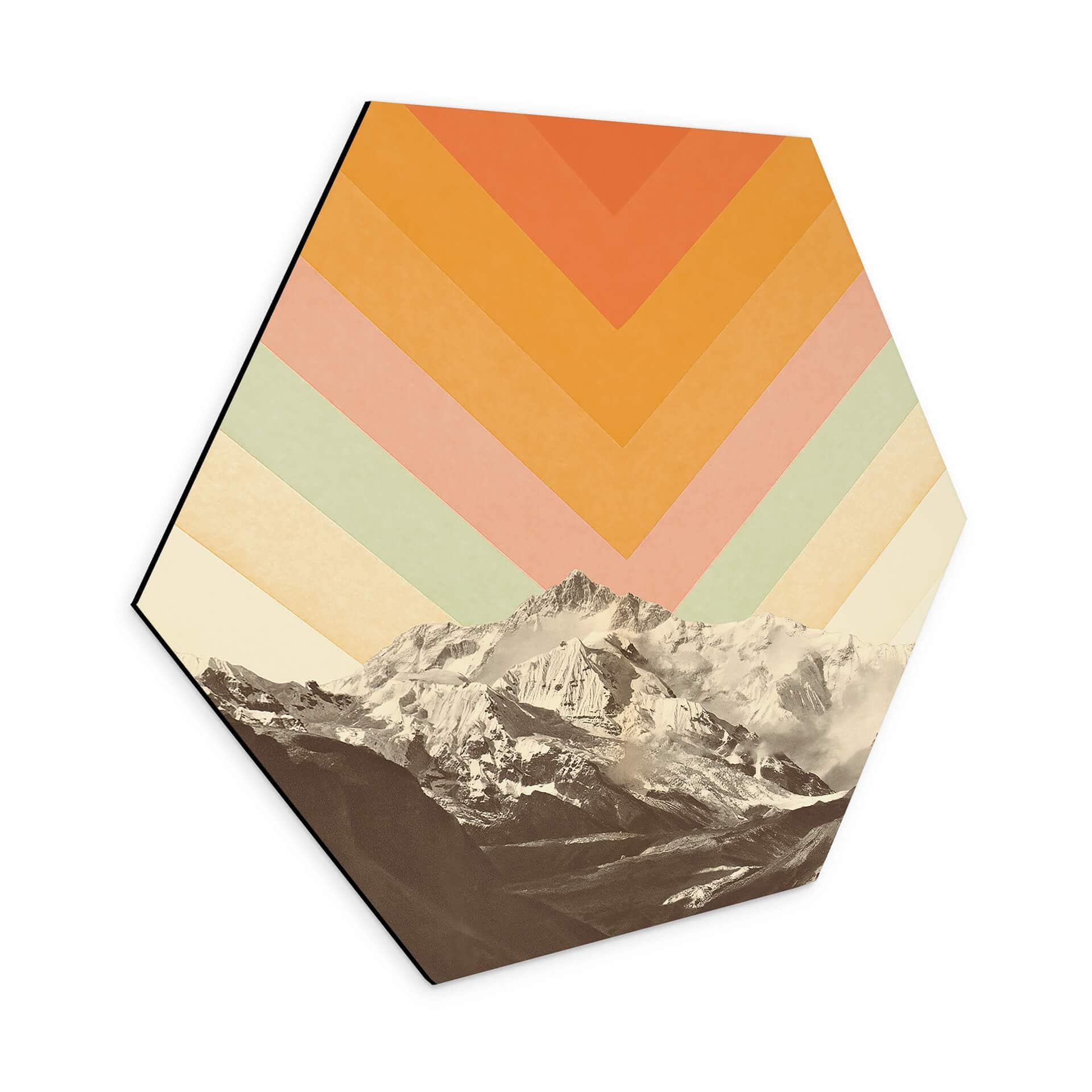 Hexagon Dibond Bodart - Retro Mountain Landscape