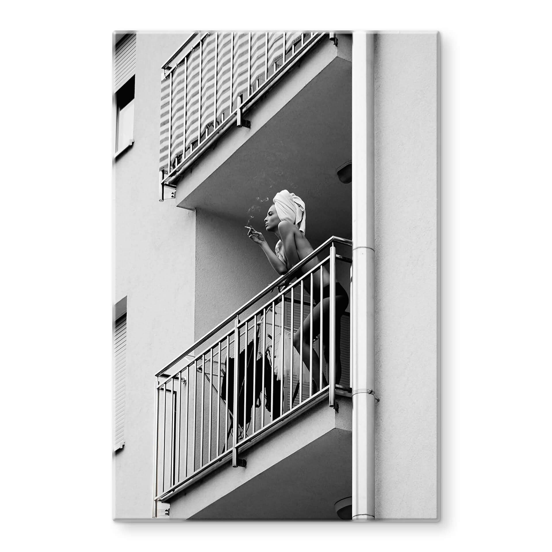 Tableau sur verre Kijurko - Sur le balcon