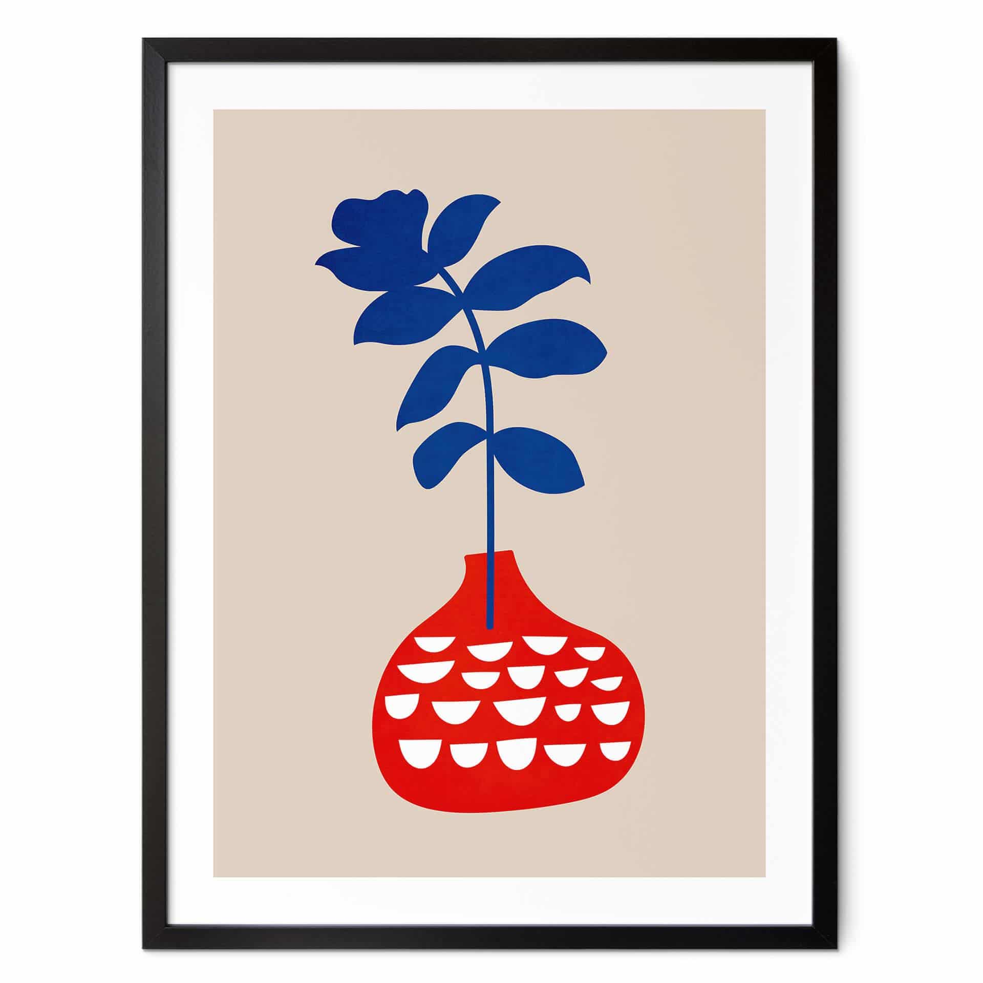 Plakat Kubistika - Vild blomst i rød vase