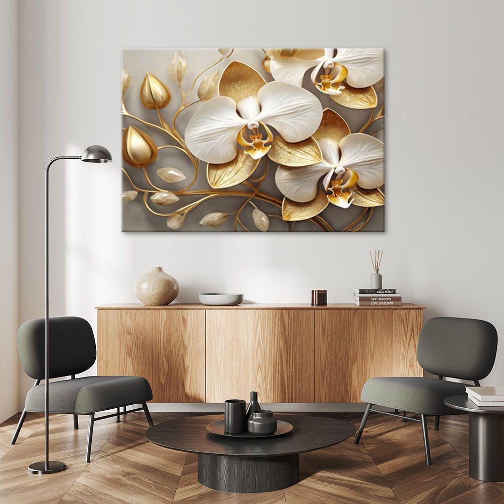 Canvasbillede, orkidé glamour guld