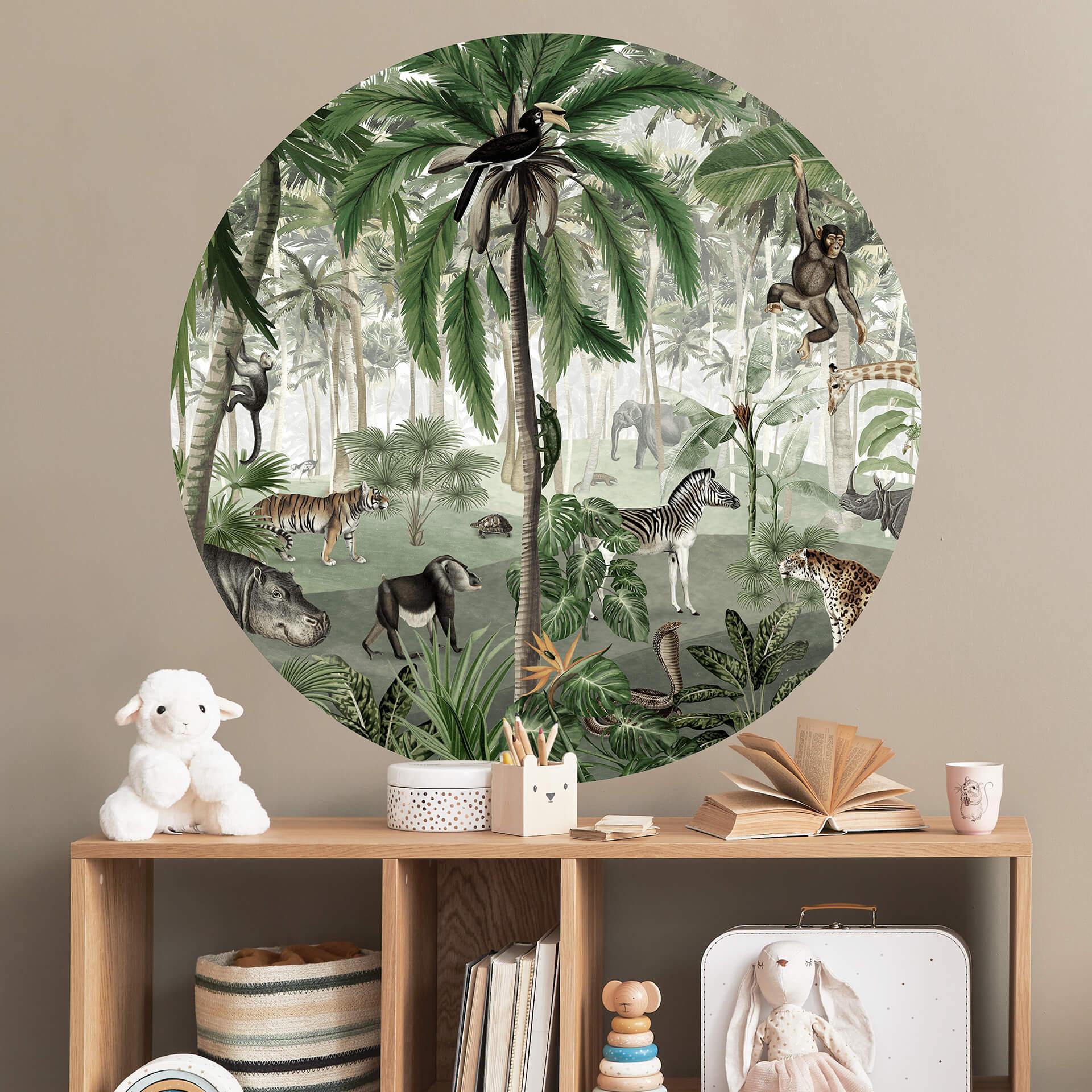 Vinilo decorativo Kikki Belle - Cuadro de búsqueda de la selva - Redondo
