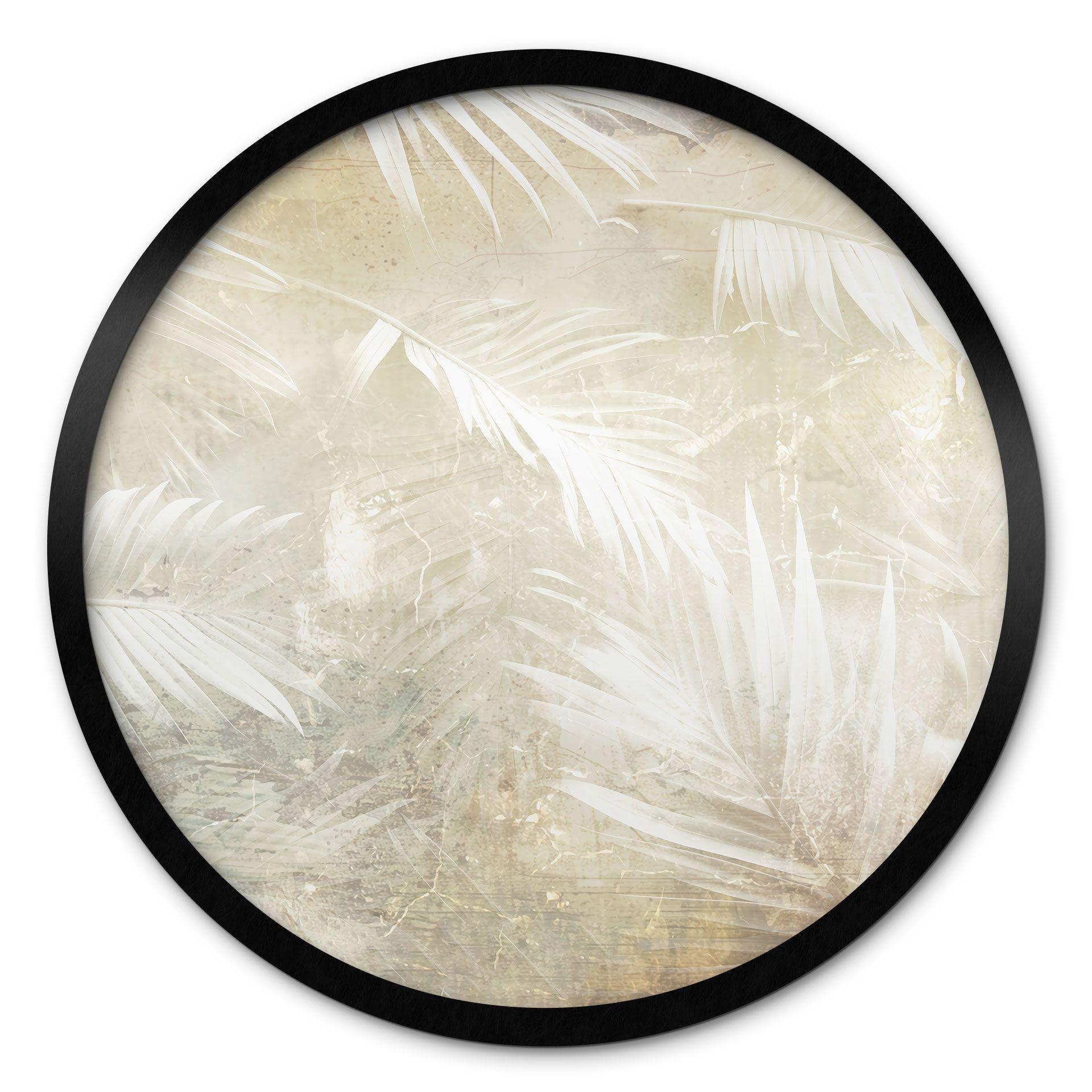 Póster abstracto de hojas de palmera blancas - Kulik - Redondo
