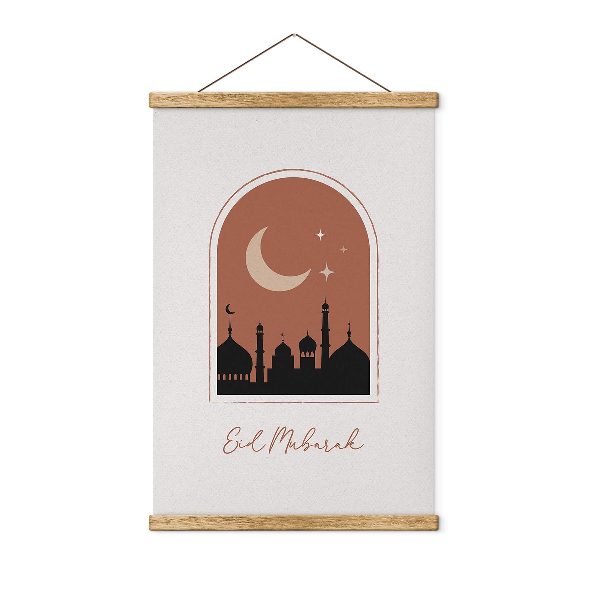 Tekstil plakat Eid Mubarak om natten