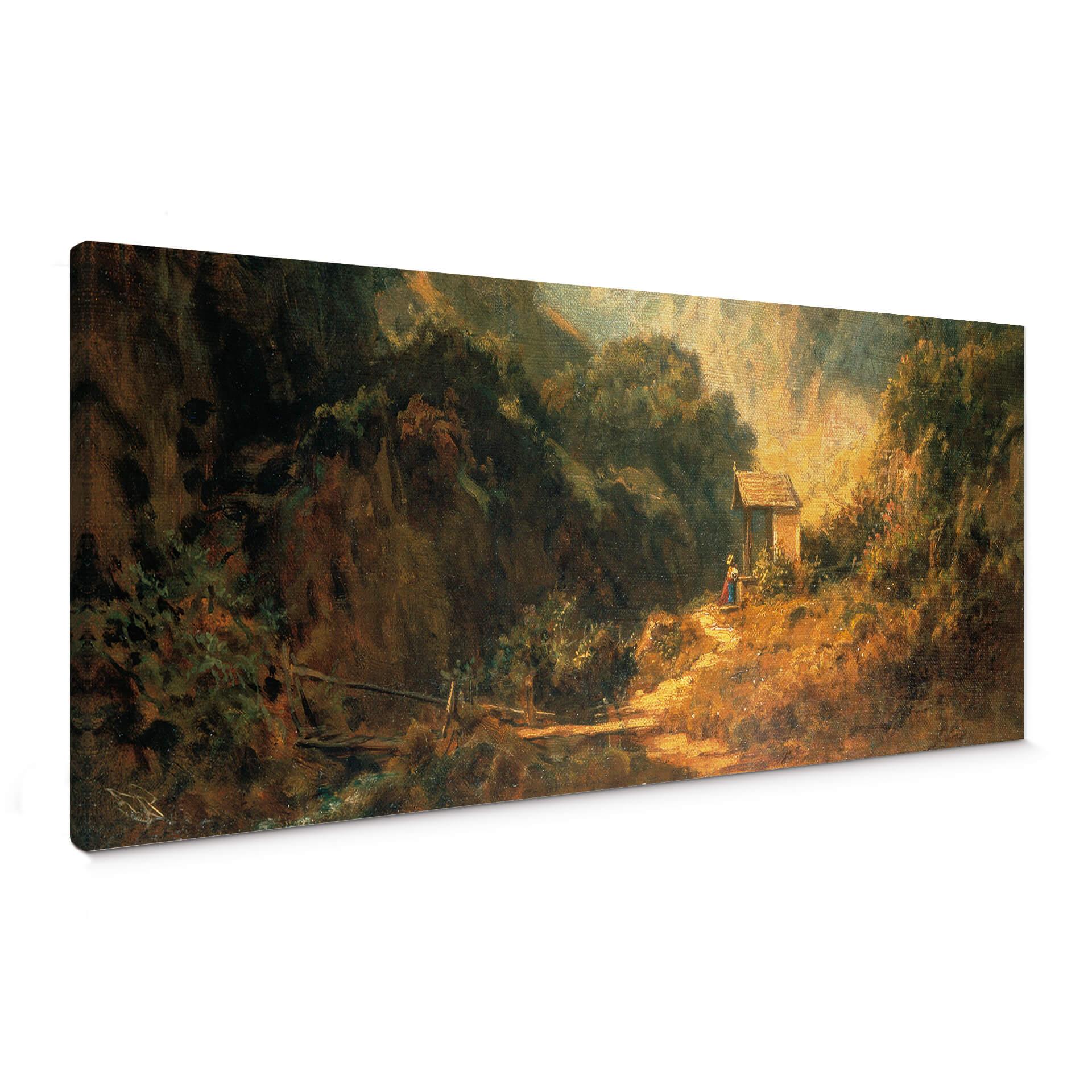 Lienzo Spitzweg - Valle rocoso con capilla