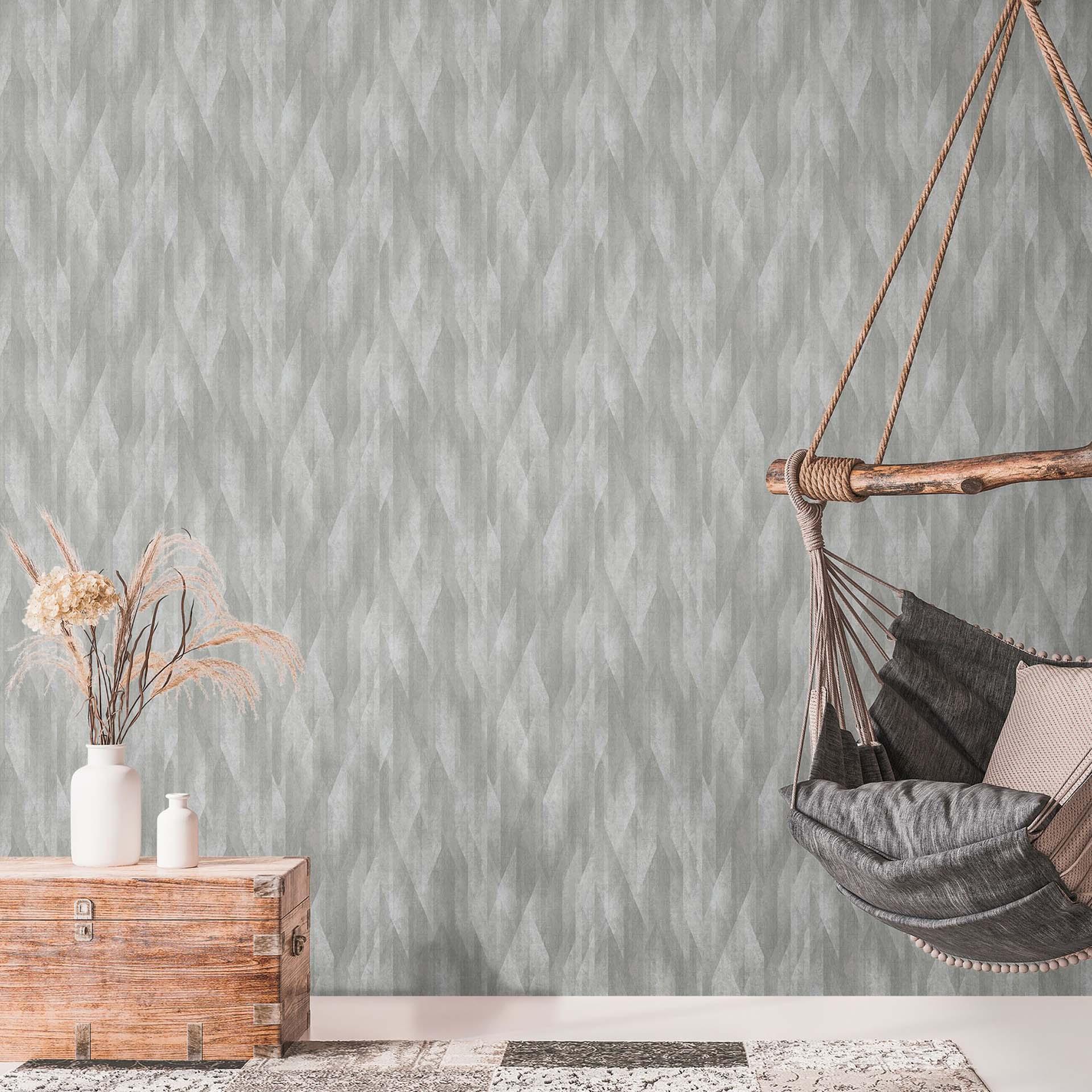Papel pintado moderno no tejido gris - papel pintado con motivos gráficos para salón, dormitorio papel pintado moderno no tejido