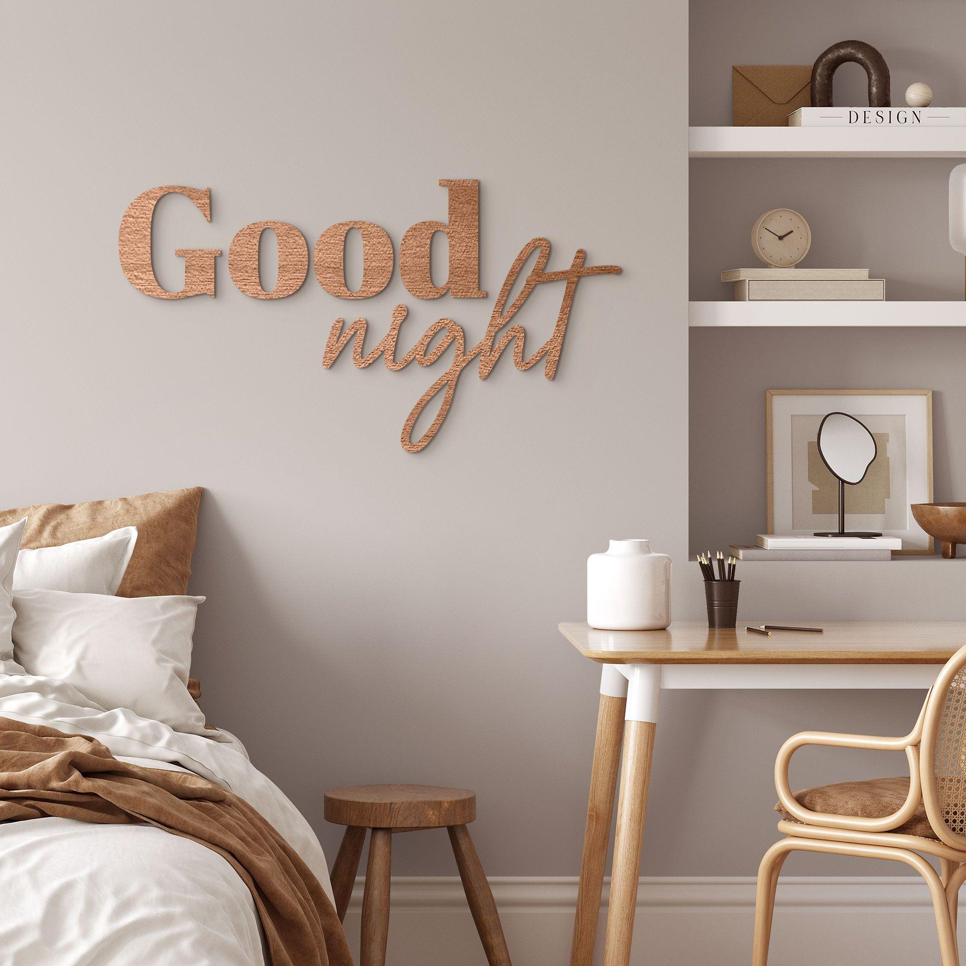 letras de madera 3D para el dormitorio - Buenas noches - Caoba