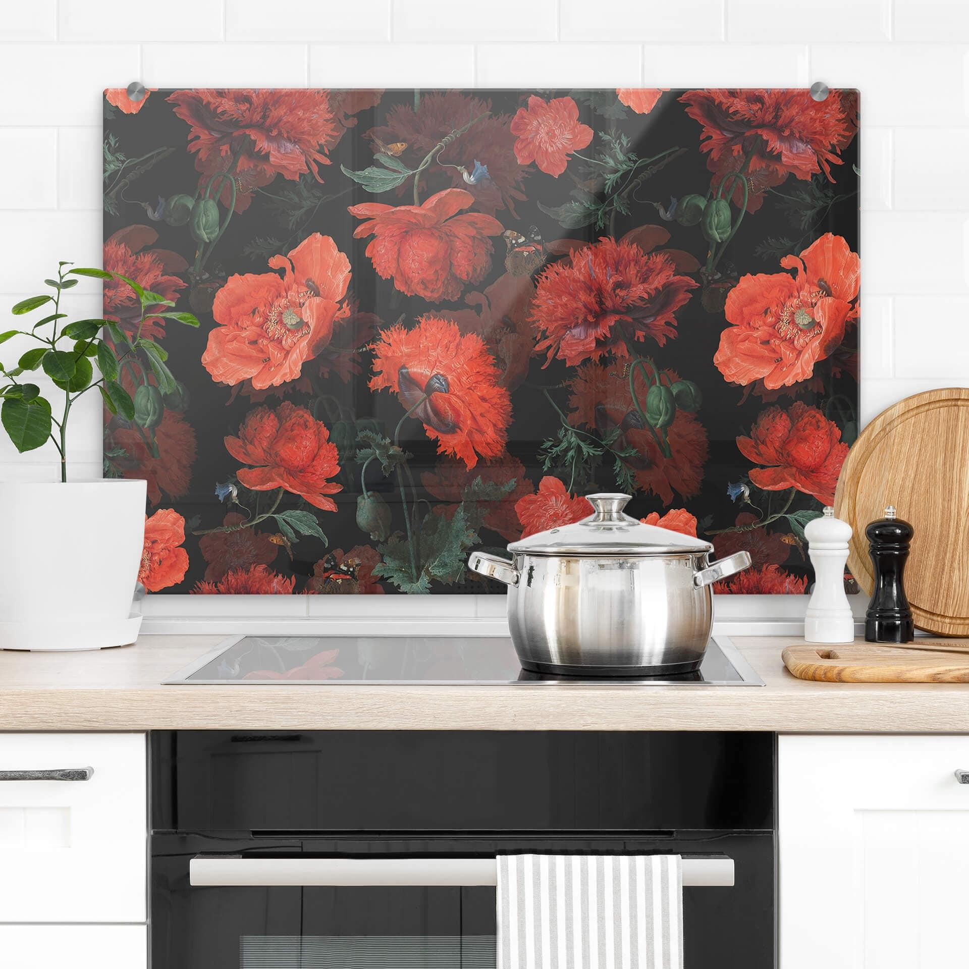 Crédence UN Designs - Fleurs rouges