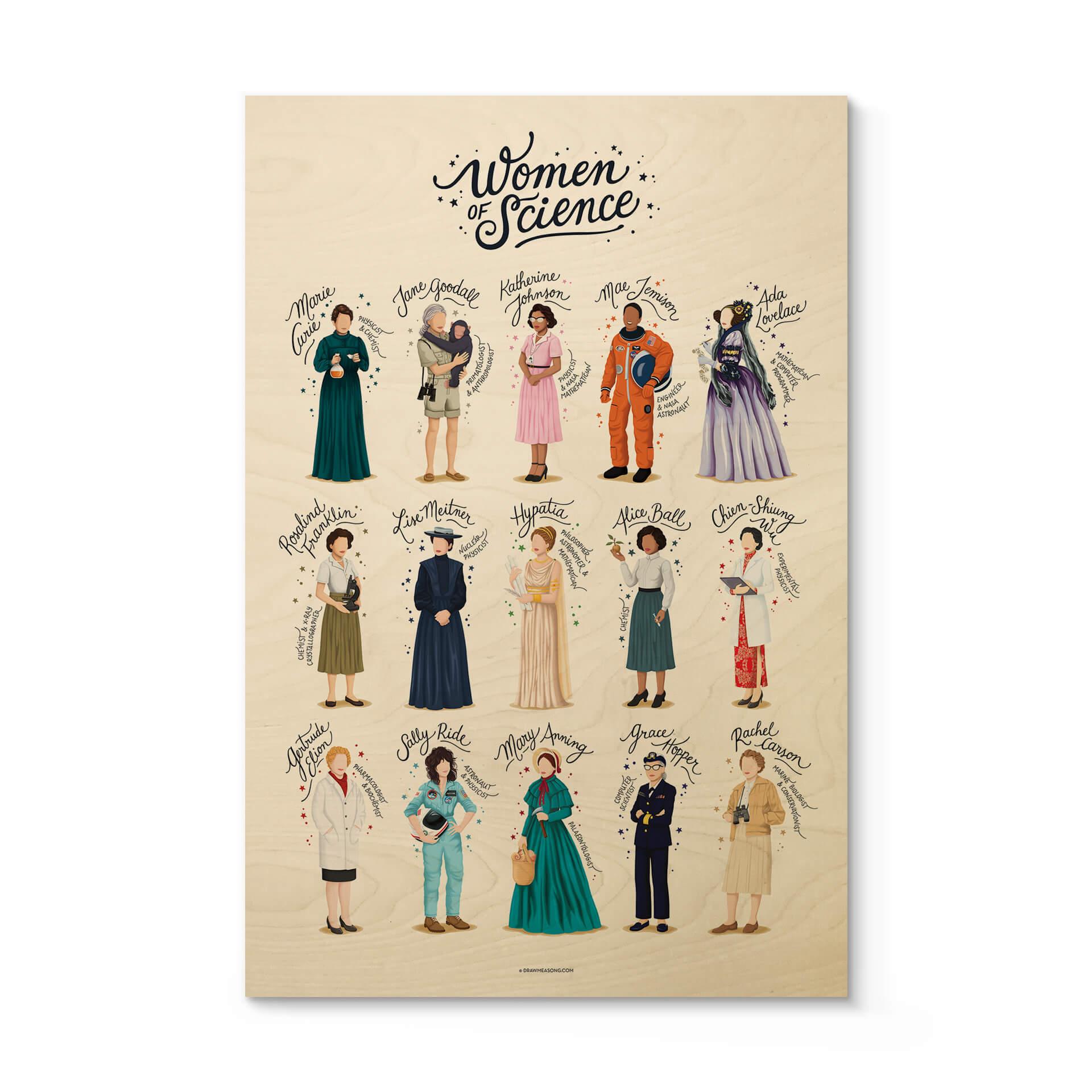 Cuadro de madera Tohmé - Mujeres de ciencia