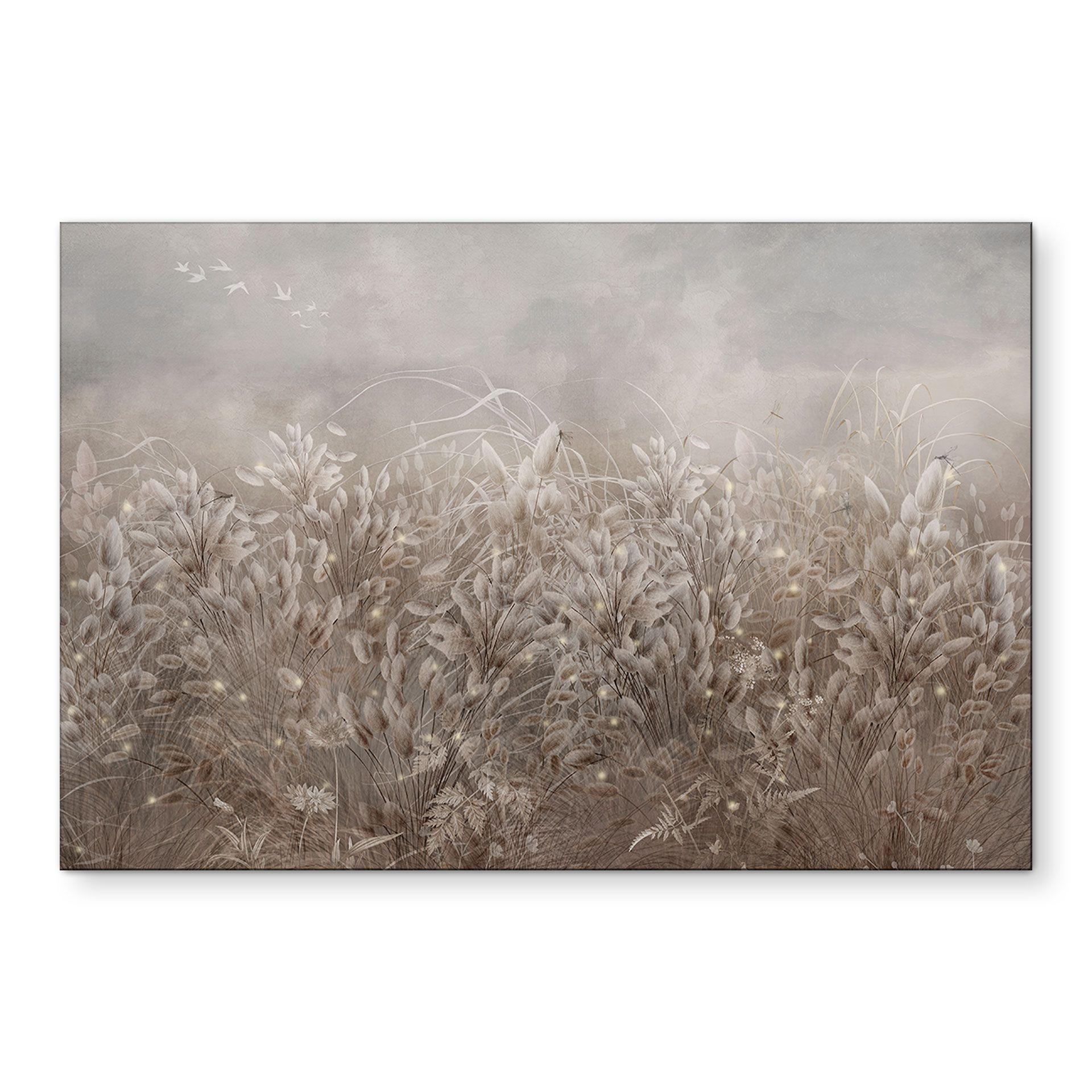 Wanddecoratie Pampasgras en grassen in beige - Ms Tiff - Alu-Dibond