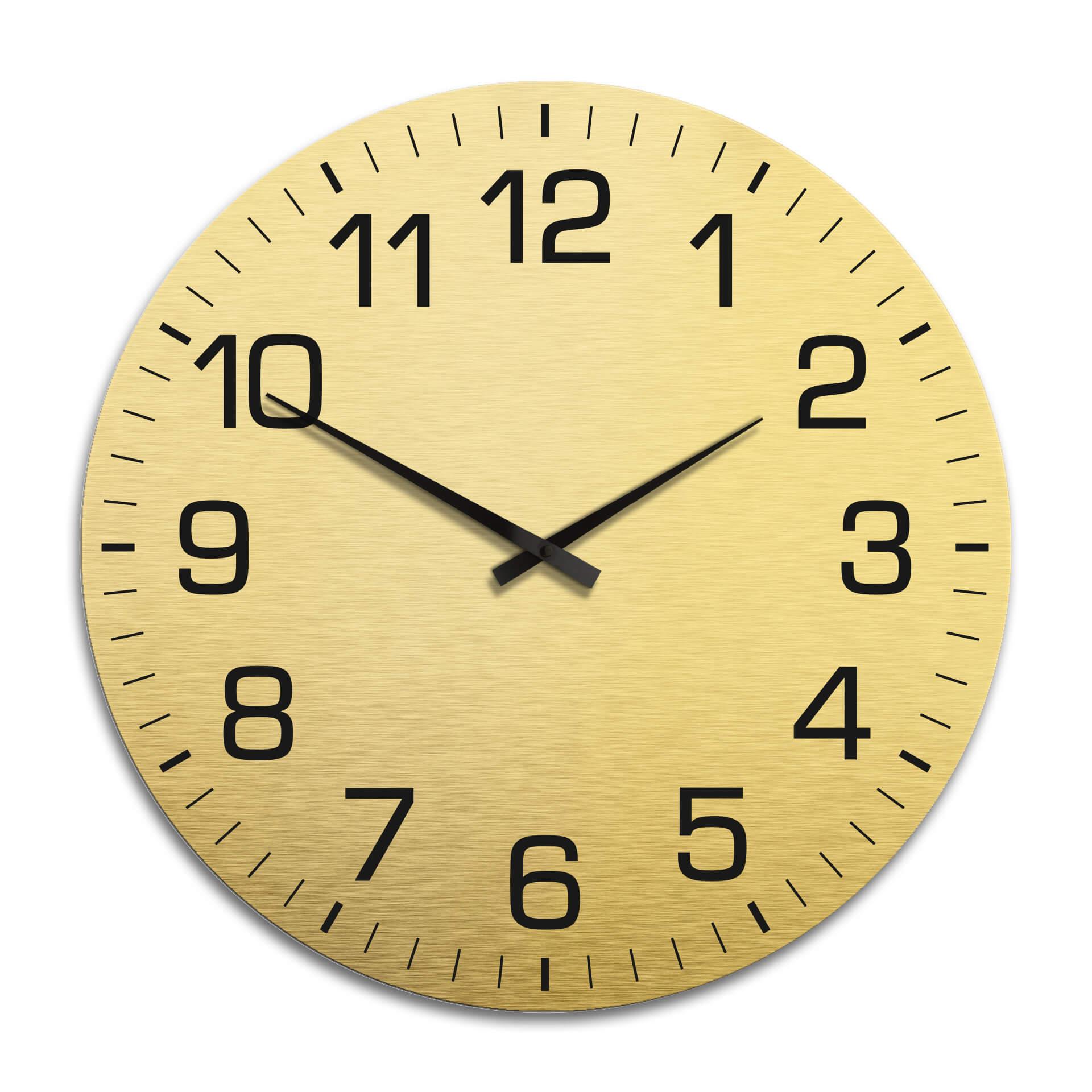 Horloge murale en Alu-Dibond - Dorée - Classique avec minutes Ø 70 cm
