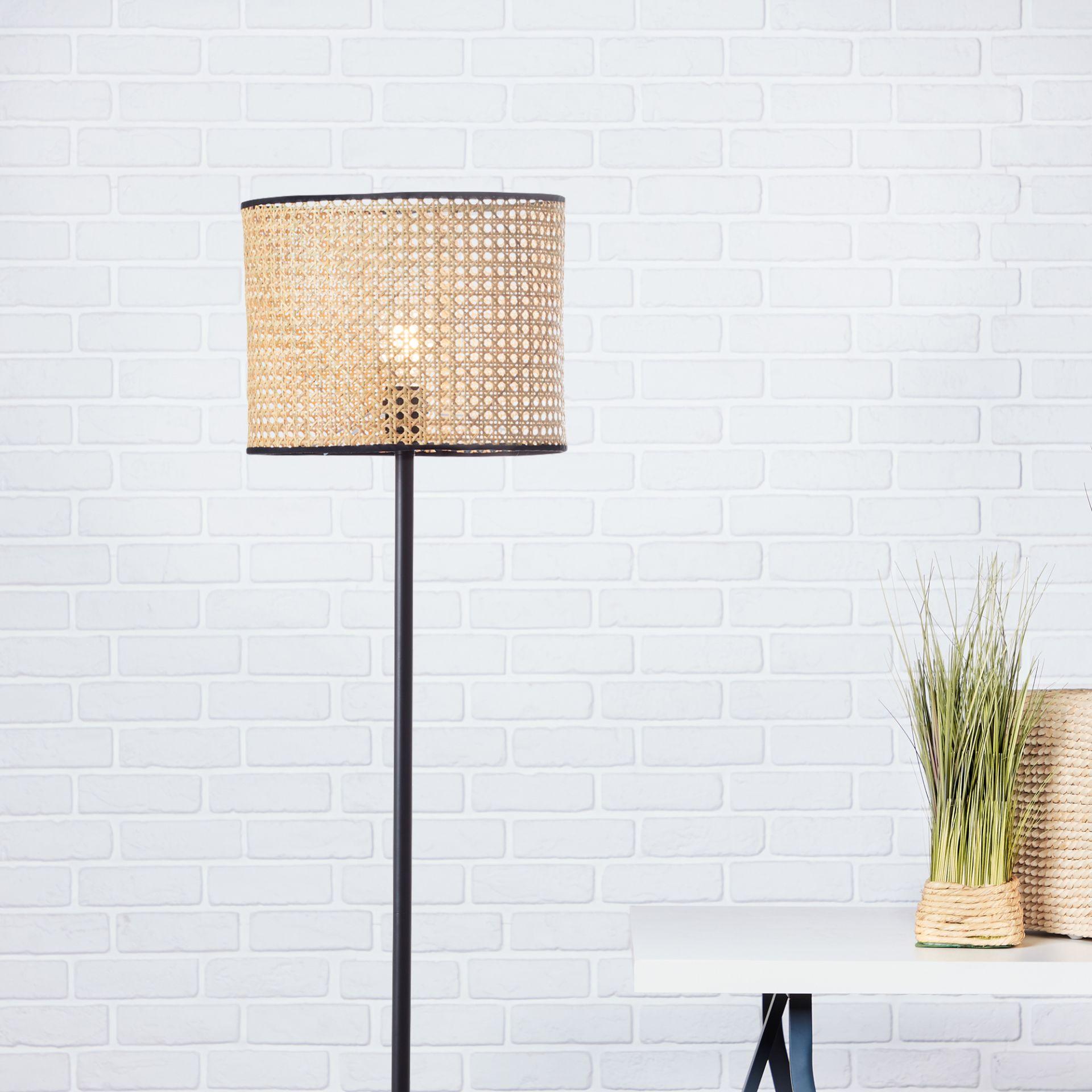 Stehleuchte Toni, beige, 154 x 30 cm, Rattan Stehlampe