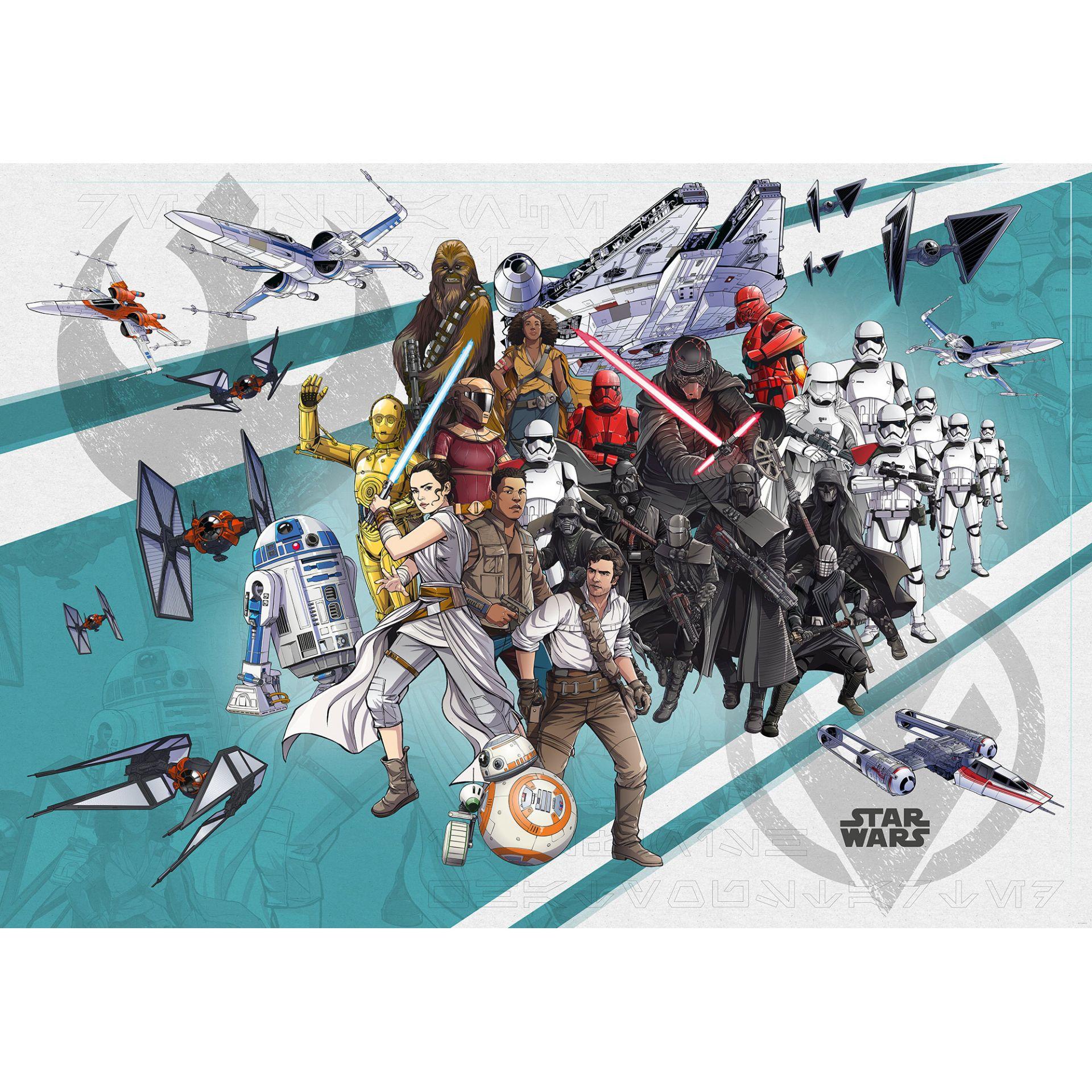 Vlies Fototapete - Star Wars Cartoon Collage Wide - 400 x 280 cm
