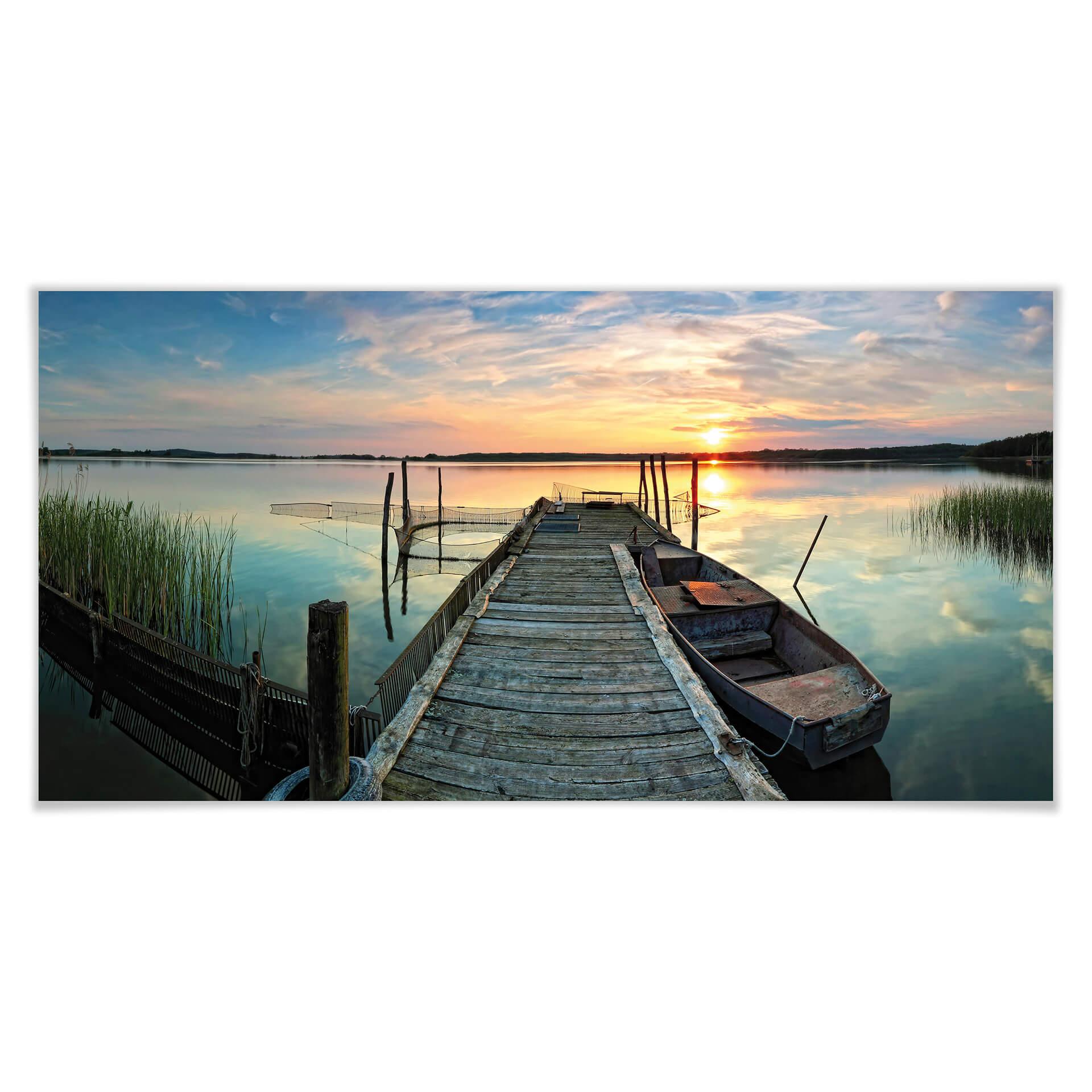 Póster Puesta de sol en el lago - Panorama