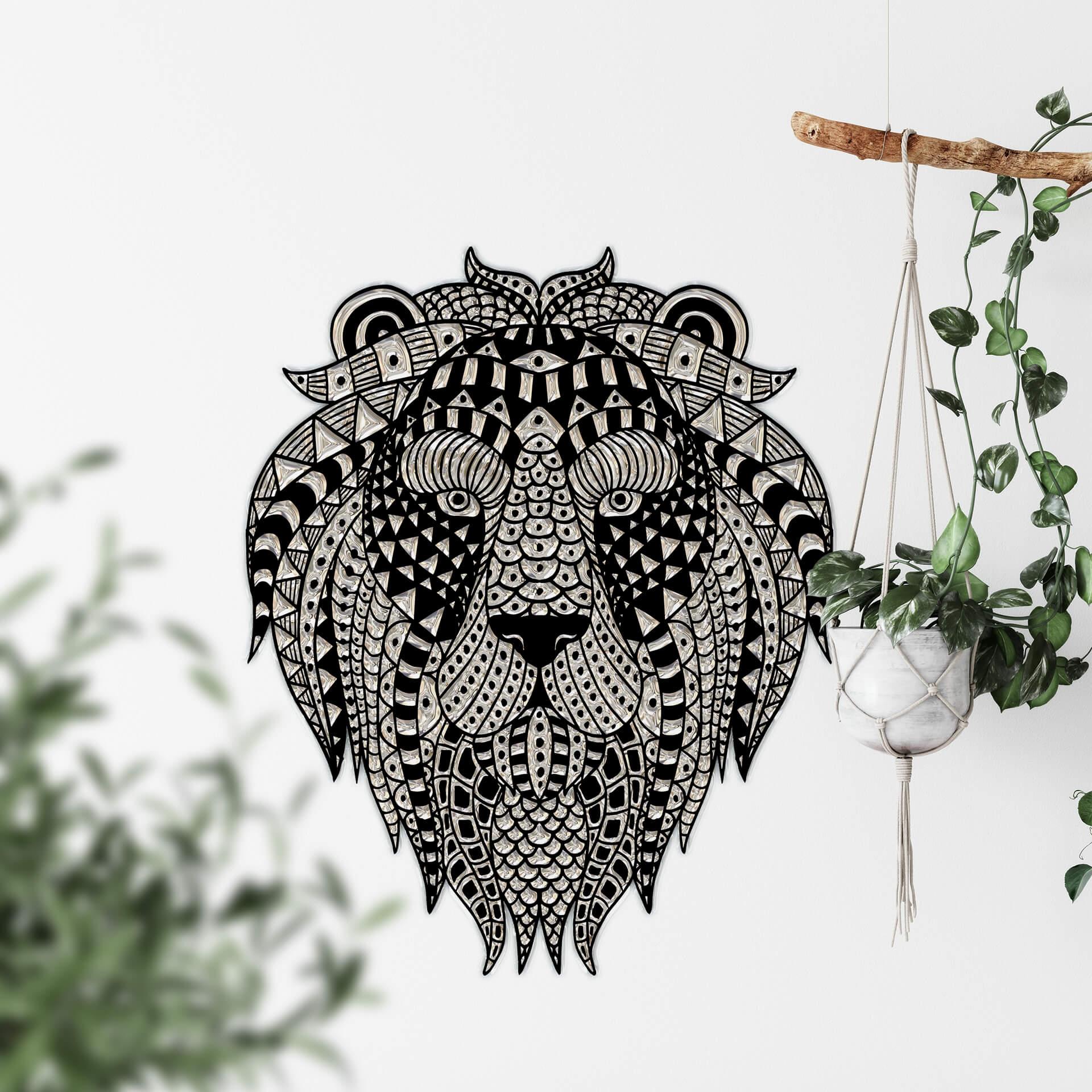 Muursticker Metallic Leeuw