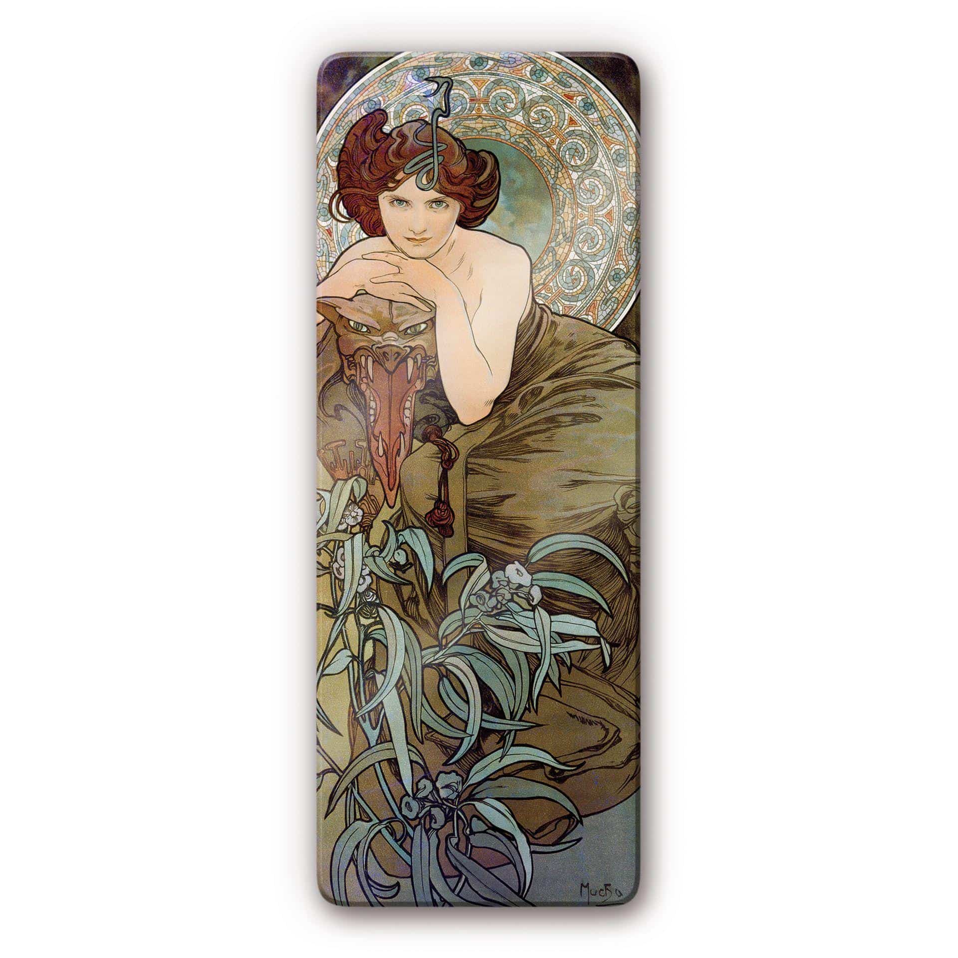 Tableau en verre - Mucha - Les Pierres Précieuses- Émeraude