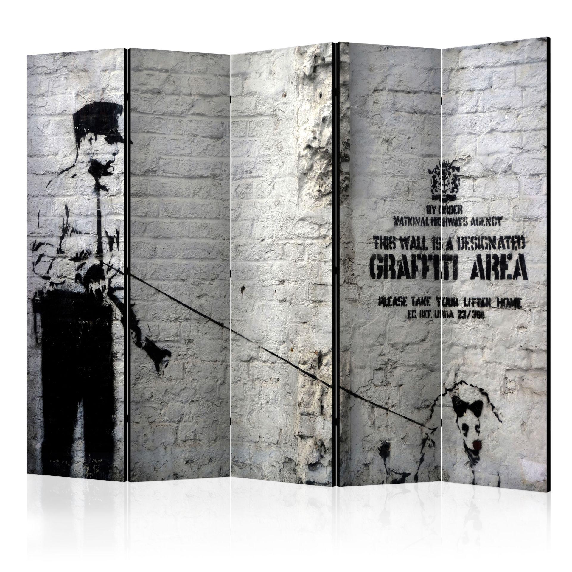 Skærm til rumdeling - Graffiti zone, 5-delt - 225x172 cm