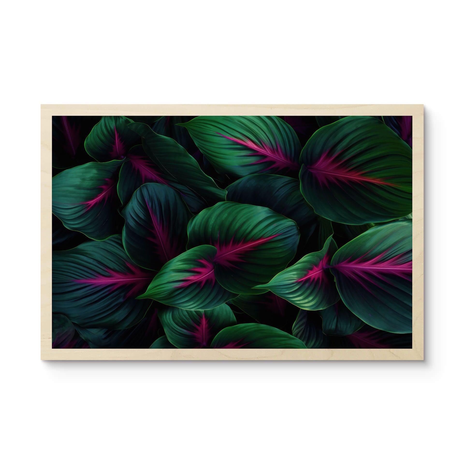 Cuadro de madera plantas coloridas de la selva - Paksoylu