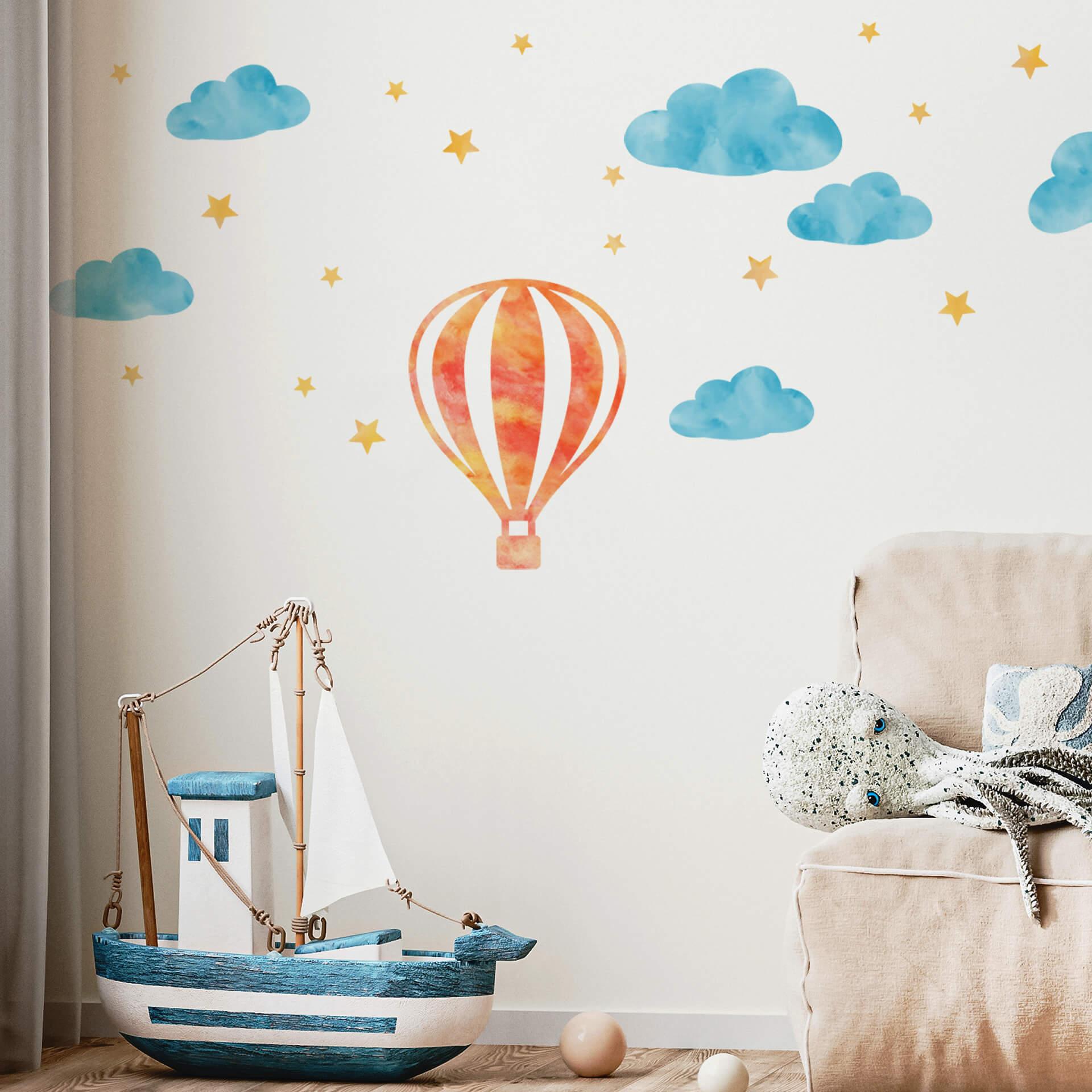 Sticker mural Montgolfière sertie d'étoiles