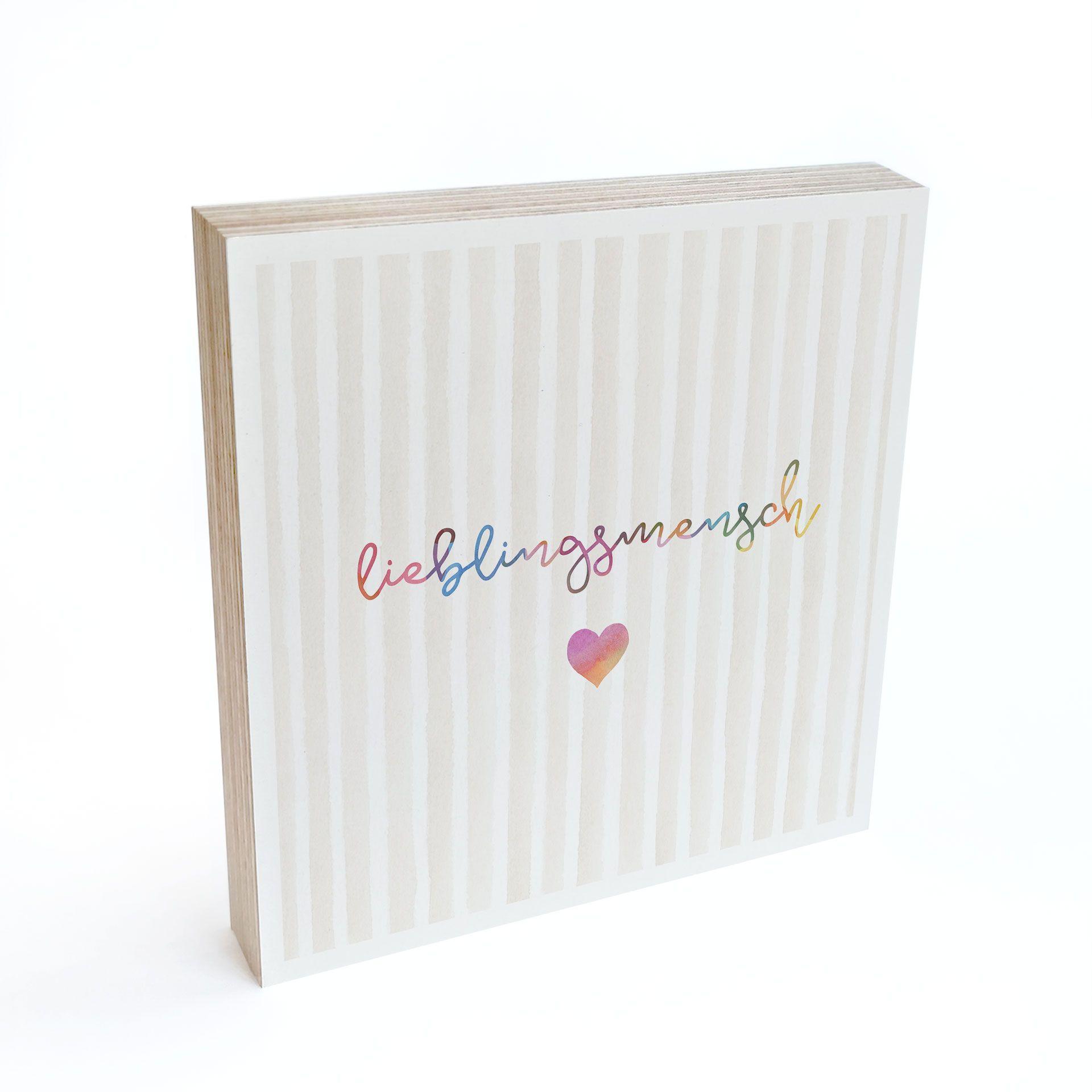 Billede af træ til at sætte op - Yndlingsperson med hjerte - 15x15 cm
