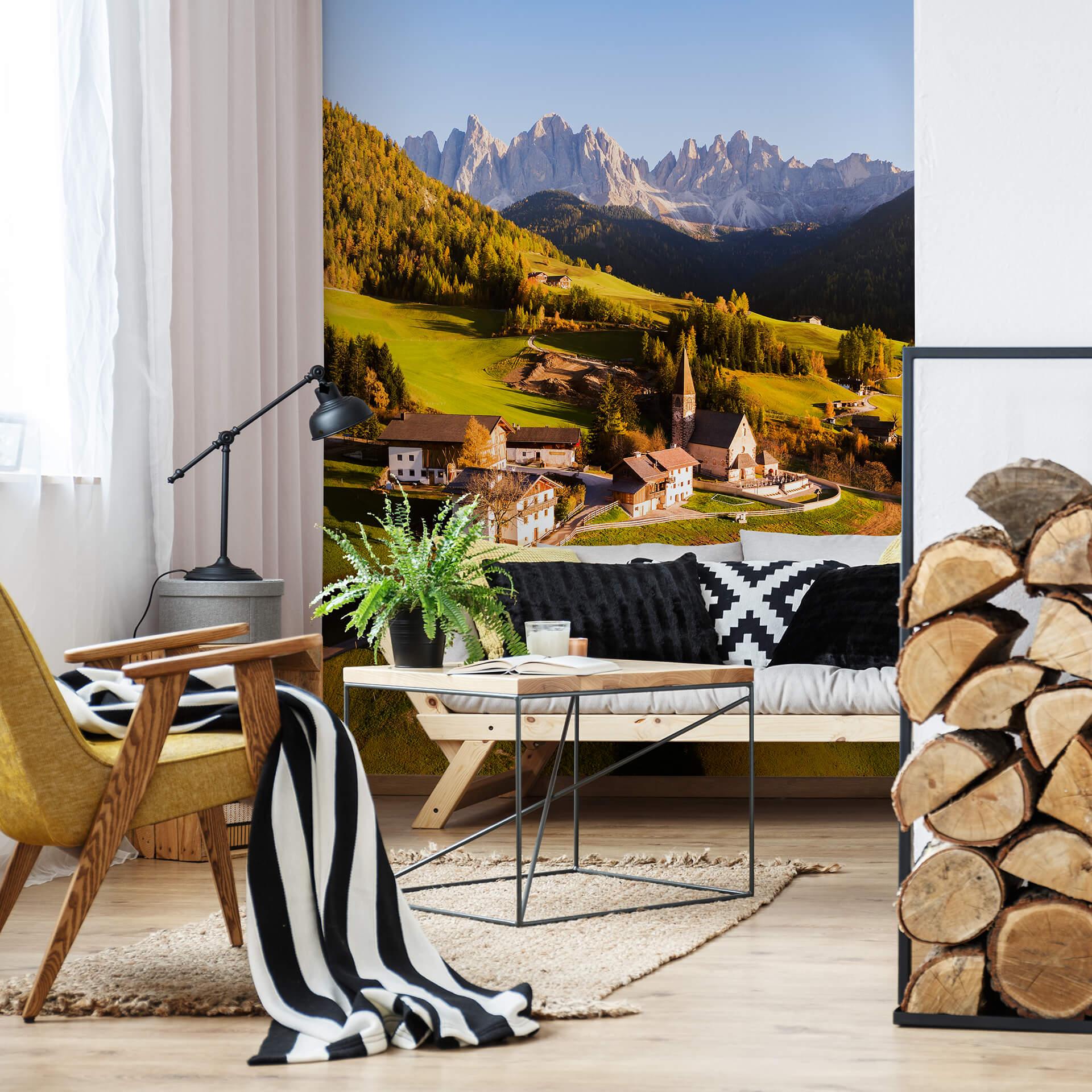 Fototapet Colombo - lille landsby i Dolomitterne