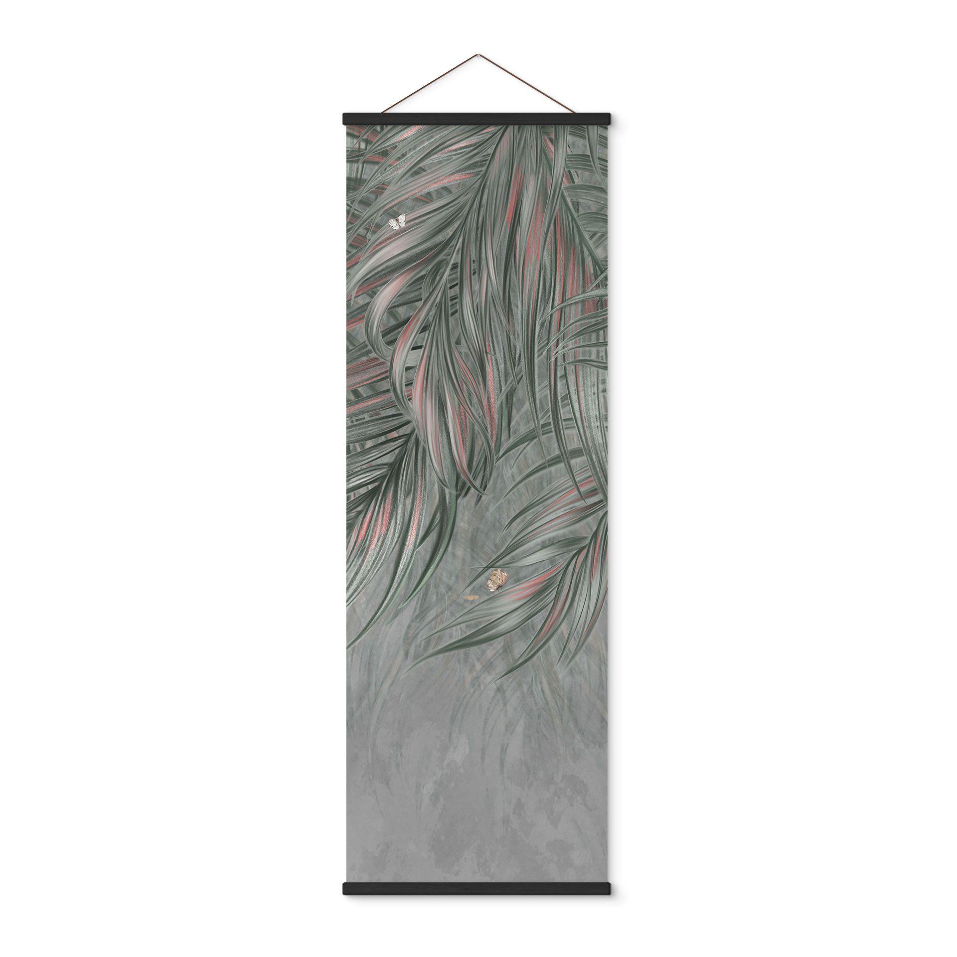 Textielposter Exotische palmbladeren roze-groen - Ms Tiff - Panorama
