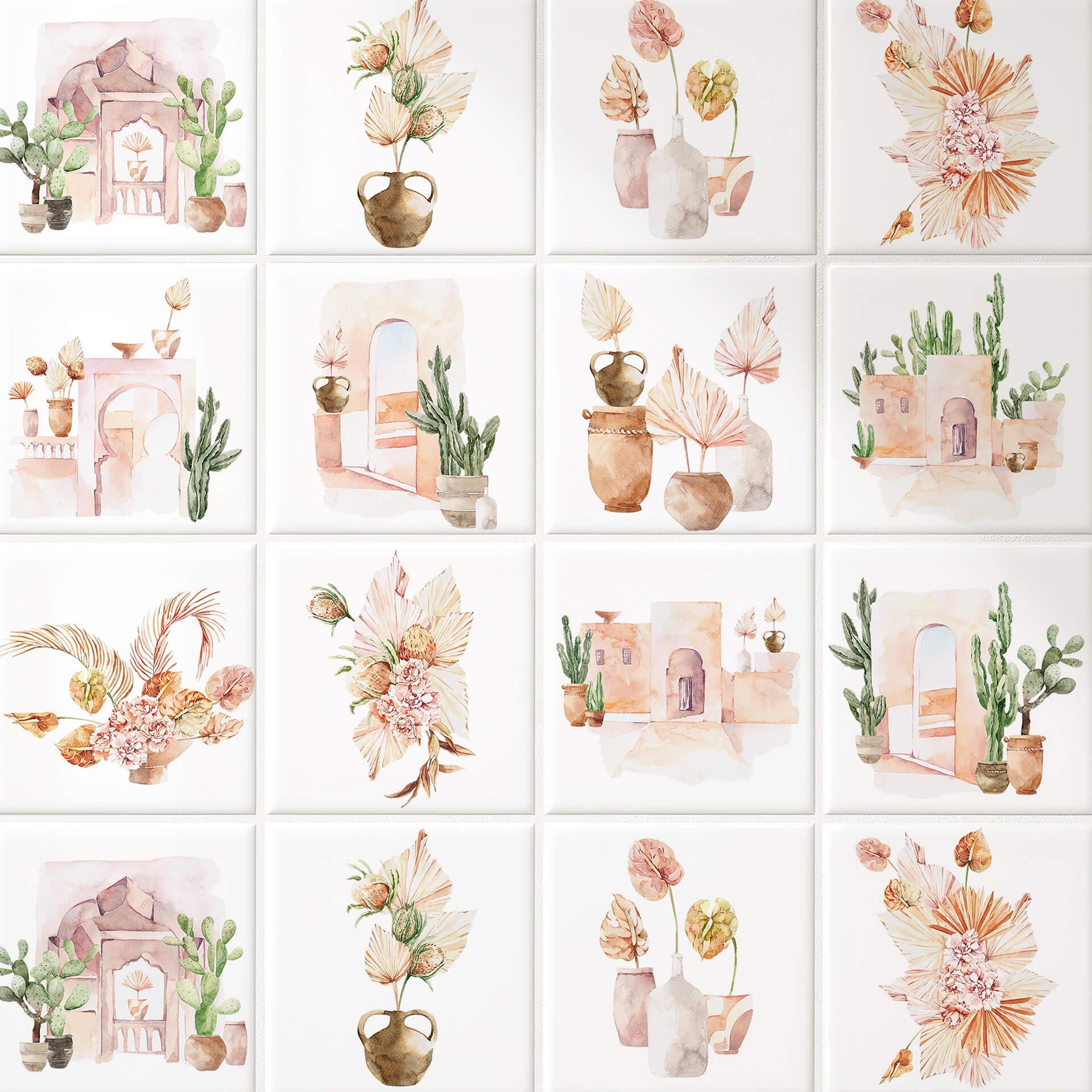 Azulejos Adhesivos Impresiones de Marruecos - lote de 12