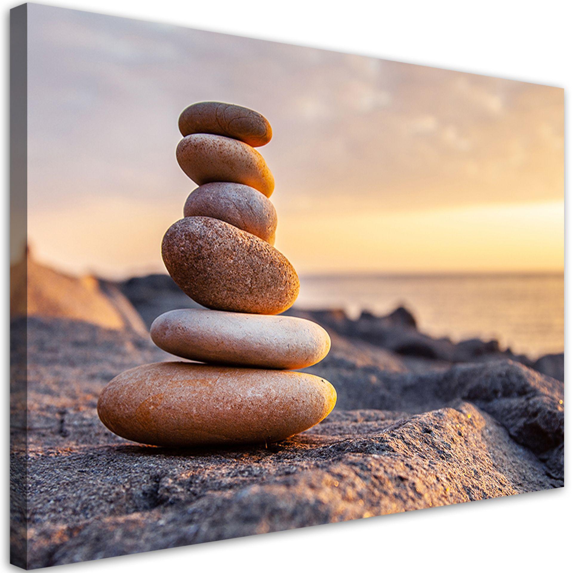 Canvasbillede, Sten zen strand hav