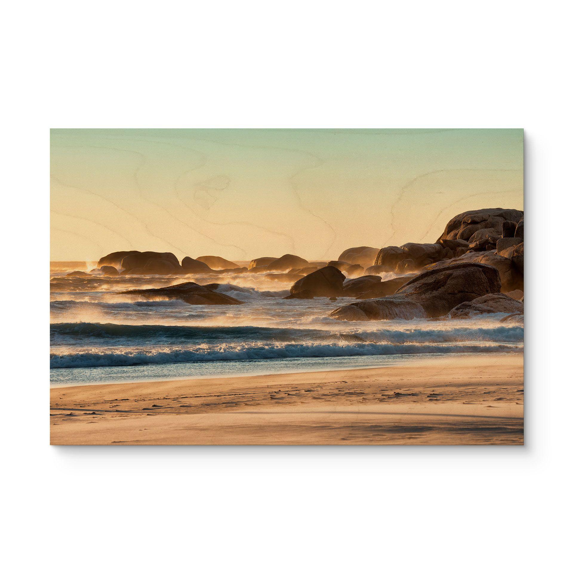 Cuadro de madera playa costa al amanecer en Africa - Hugonnard