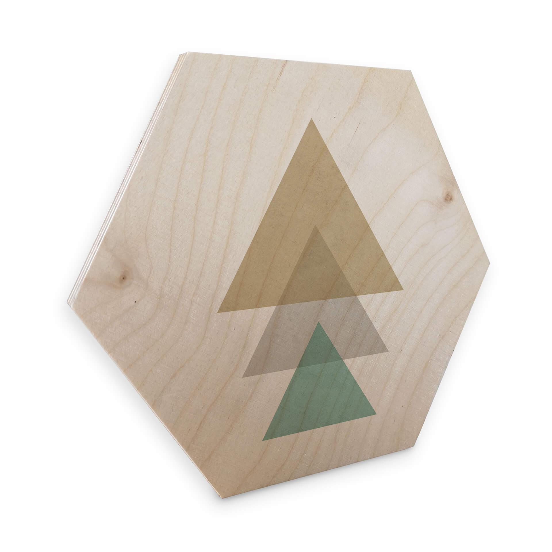 Hexagone - Placage bois de bouleau - Nouveauprints - Triangles aqua 