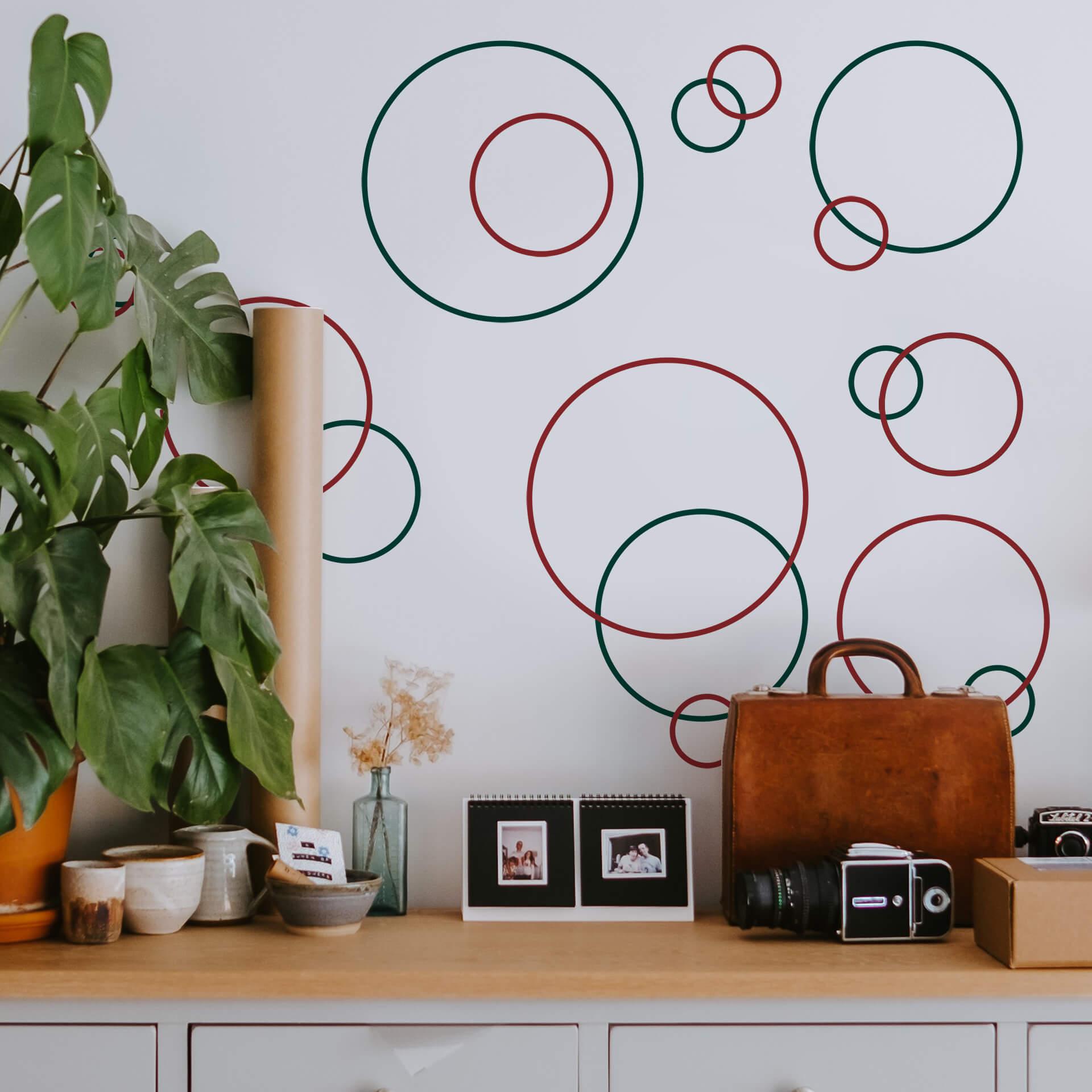 Wallsticker - 2-farvede Retro Ringe