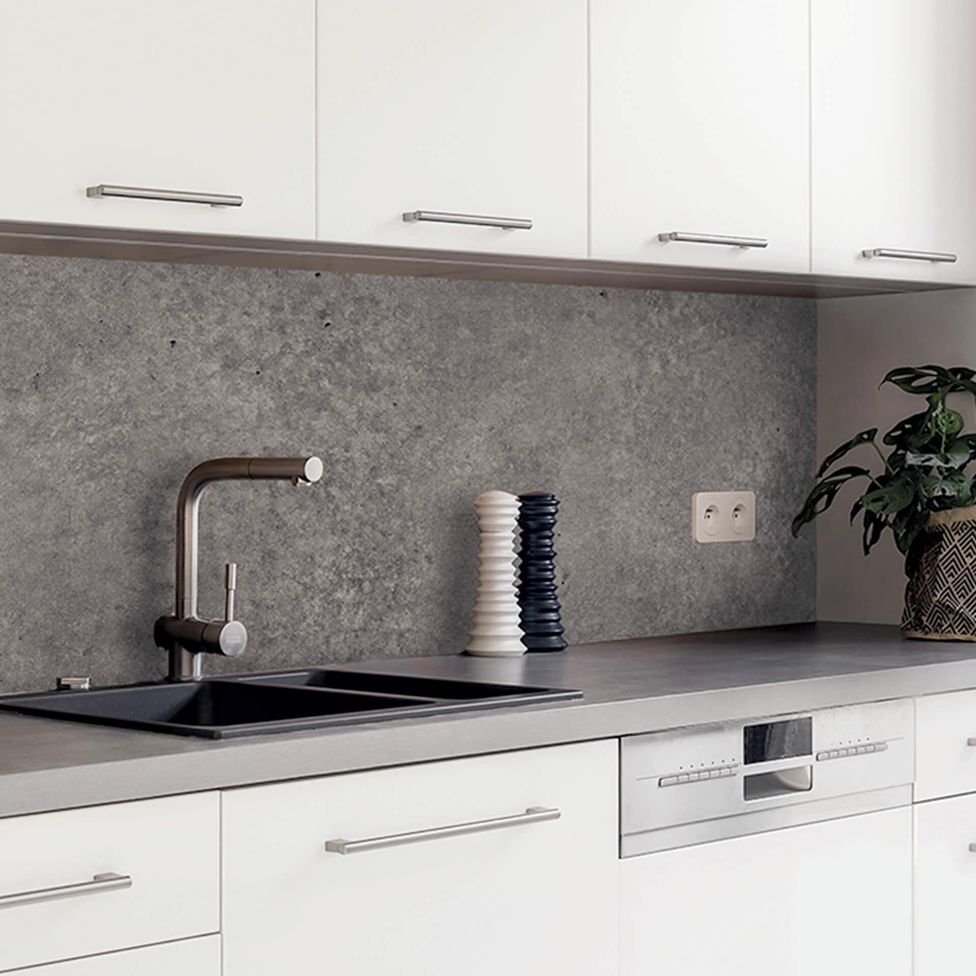 resimdo - Küchenrückwand Beton Optik Dunkelgrau - Folie oder Aluverbund