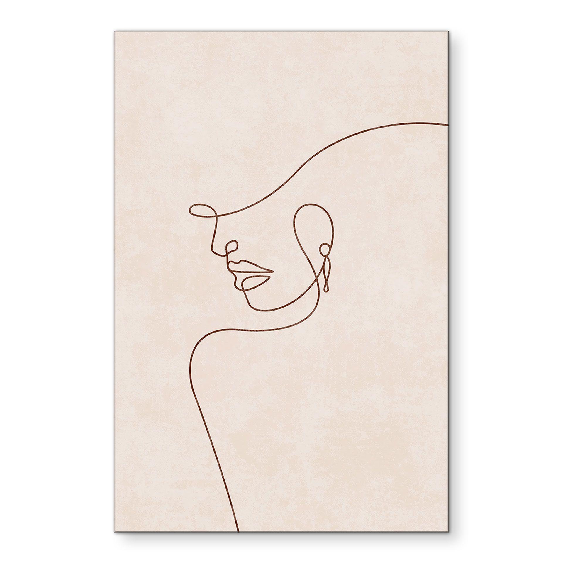 Billede Delikate konturer af en kvinde - Line Art - Tunaboylu – print på aluminium (Alu-Dibond)