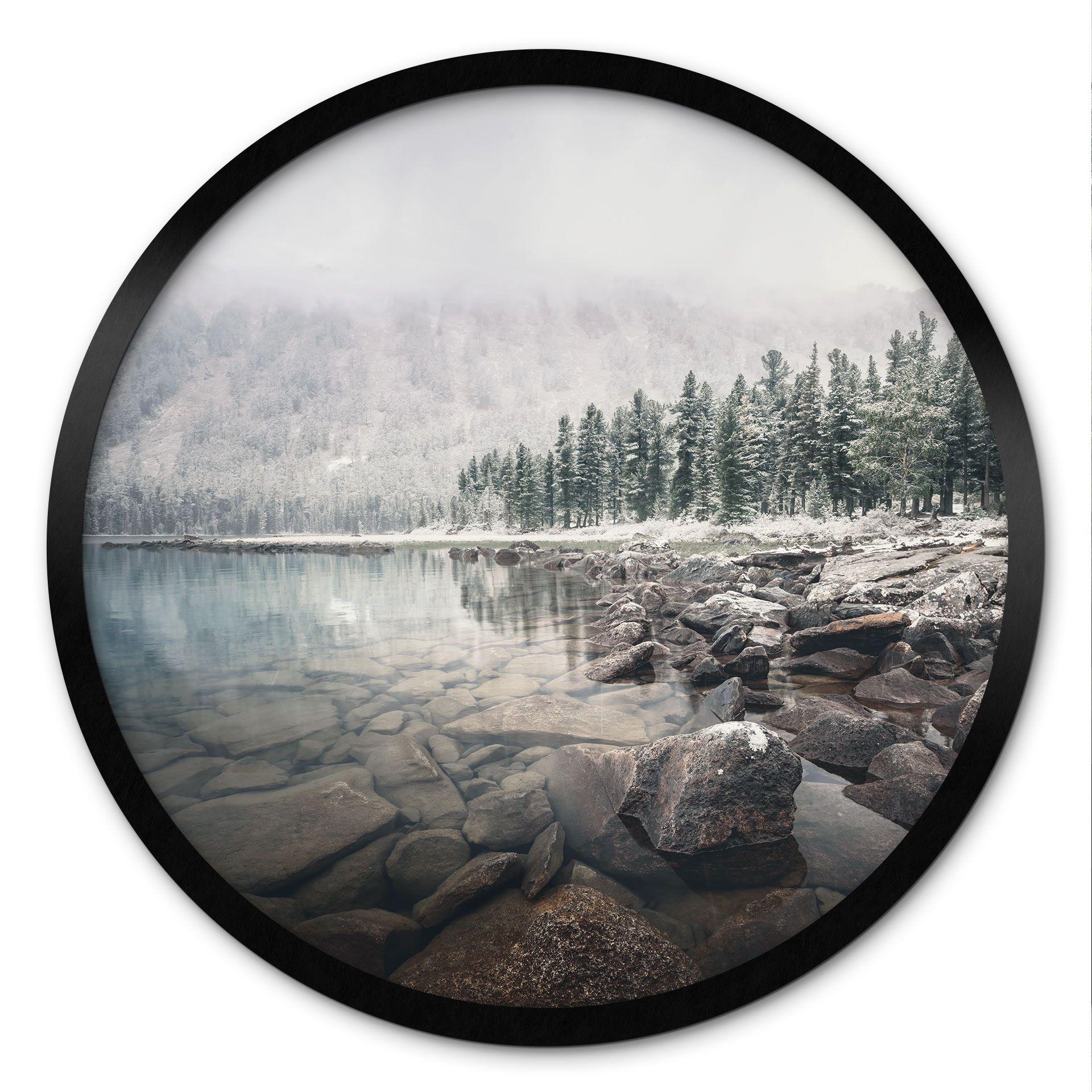 Póster Bosque de invierno junto al lago - Rostovskiy - Redondo