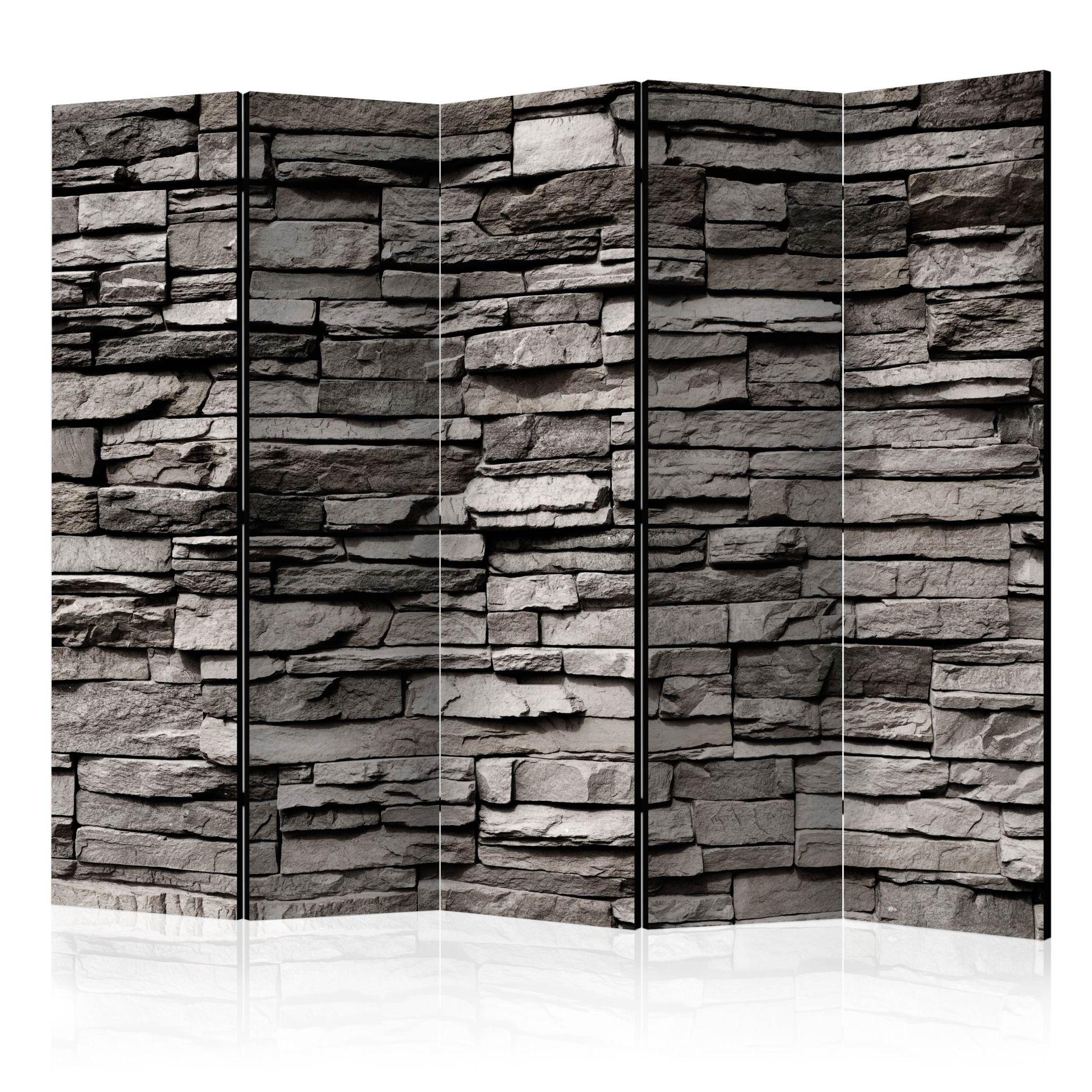 Skærm til rumopdeling - stenfacade, 5-delt - 225x172 cm