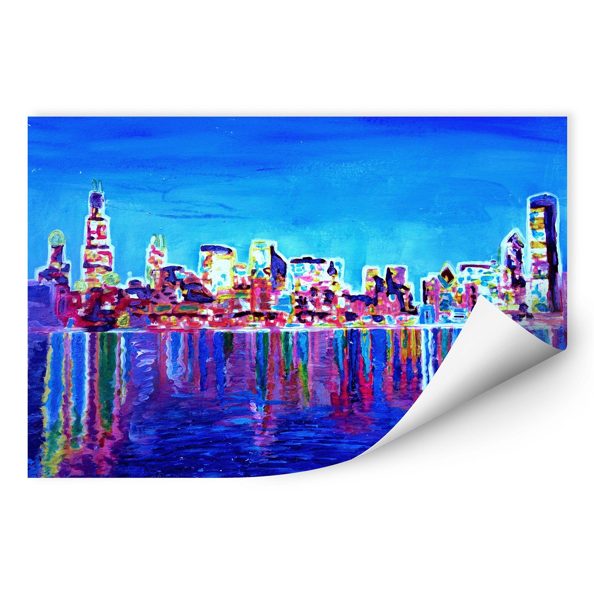 Muurprints Bleichner - Chicago in Neon