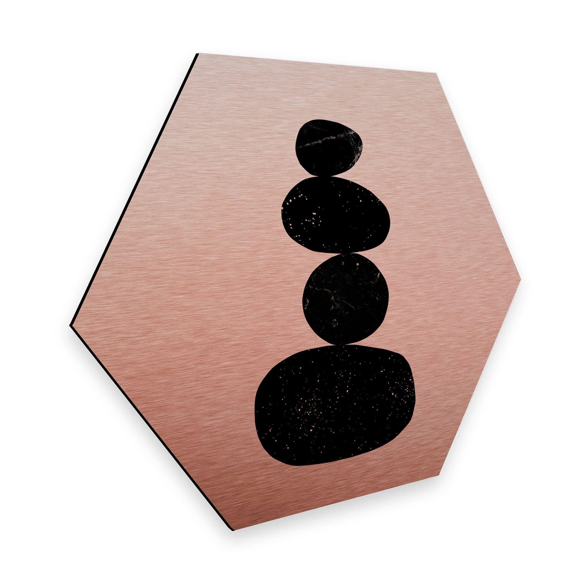 Hexagone - Alu-Dibond effet cuivré Nouveauprints - Pebbles 3 noir