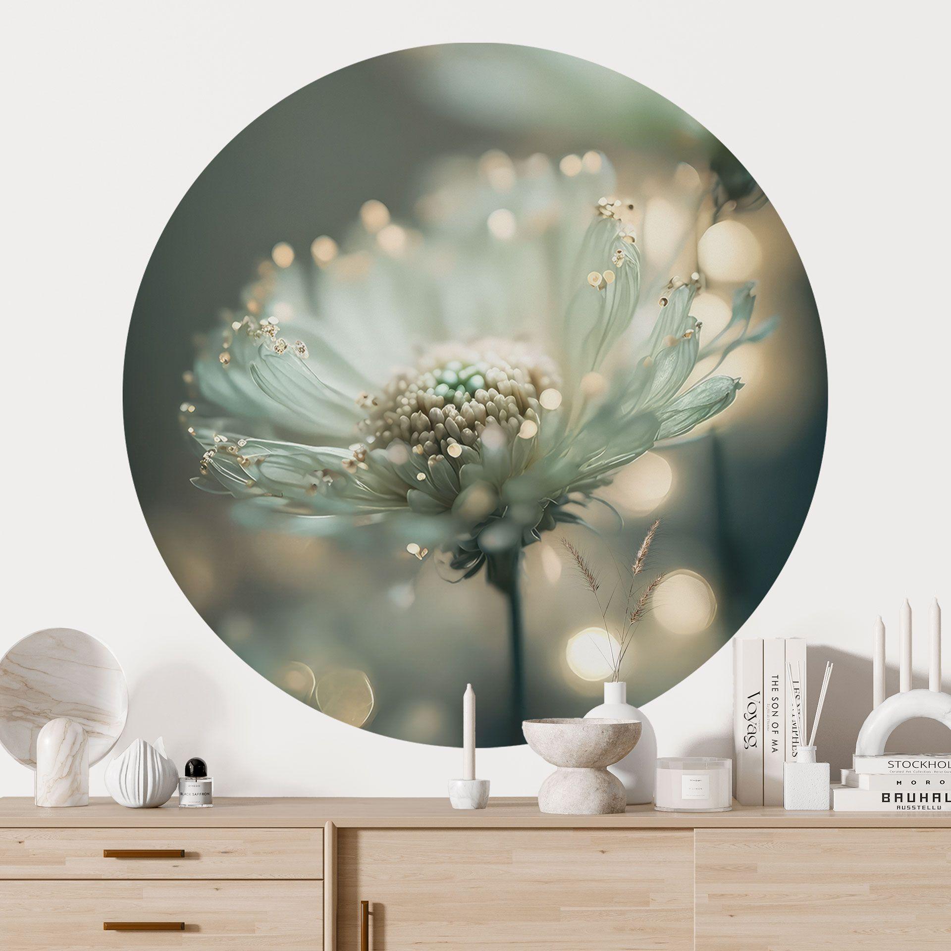 Delikat glitrende blomster Wallsticker - Treechild - Rund